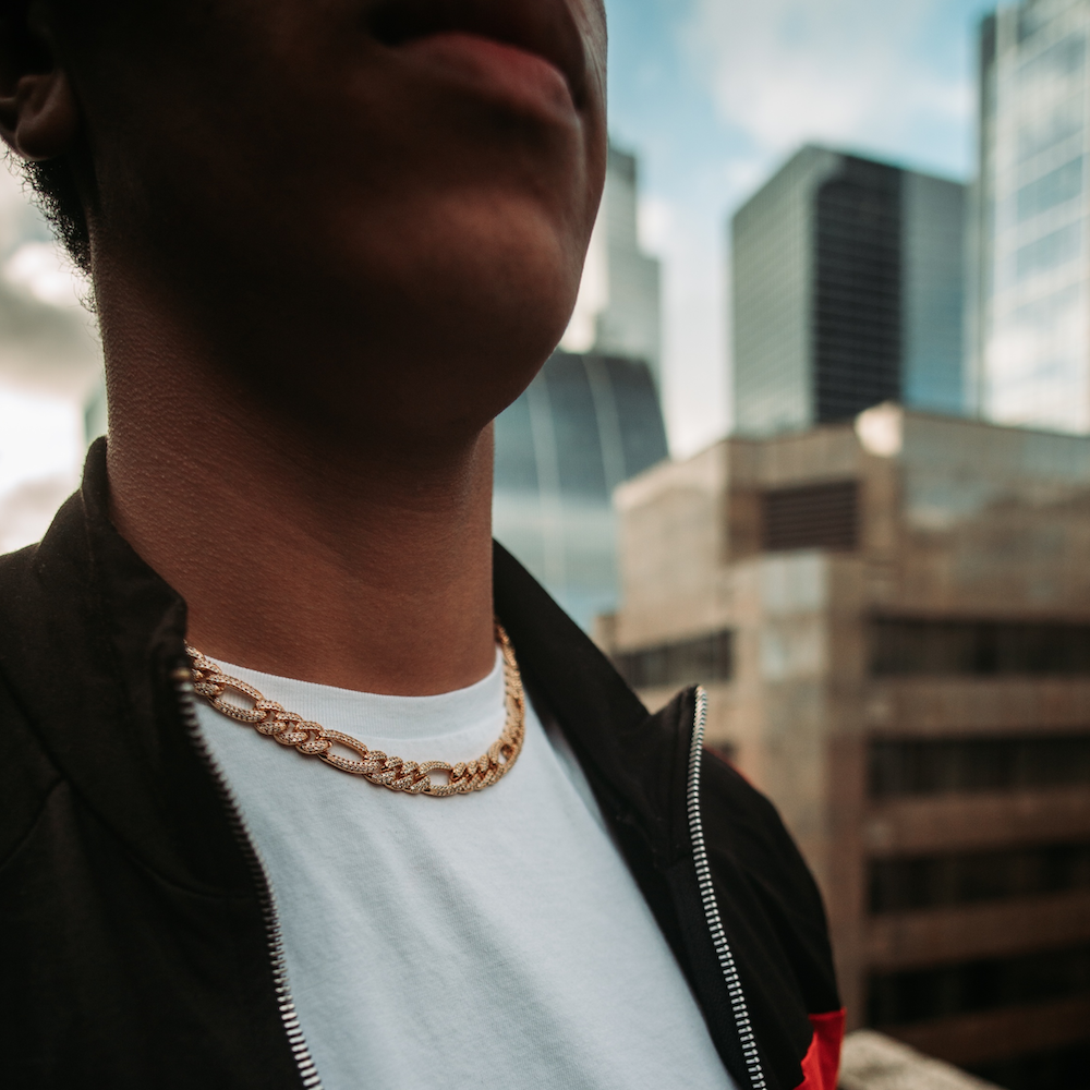 Iced Figaro Chain (Gold) 10mm