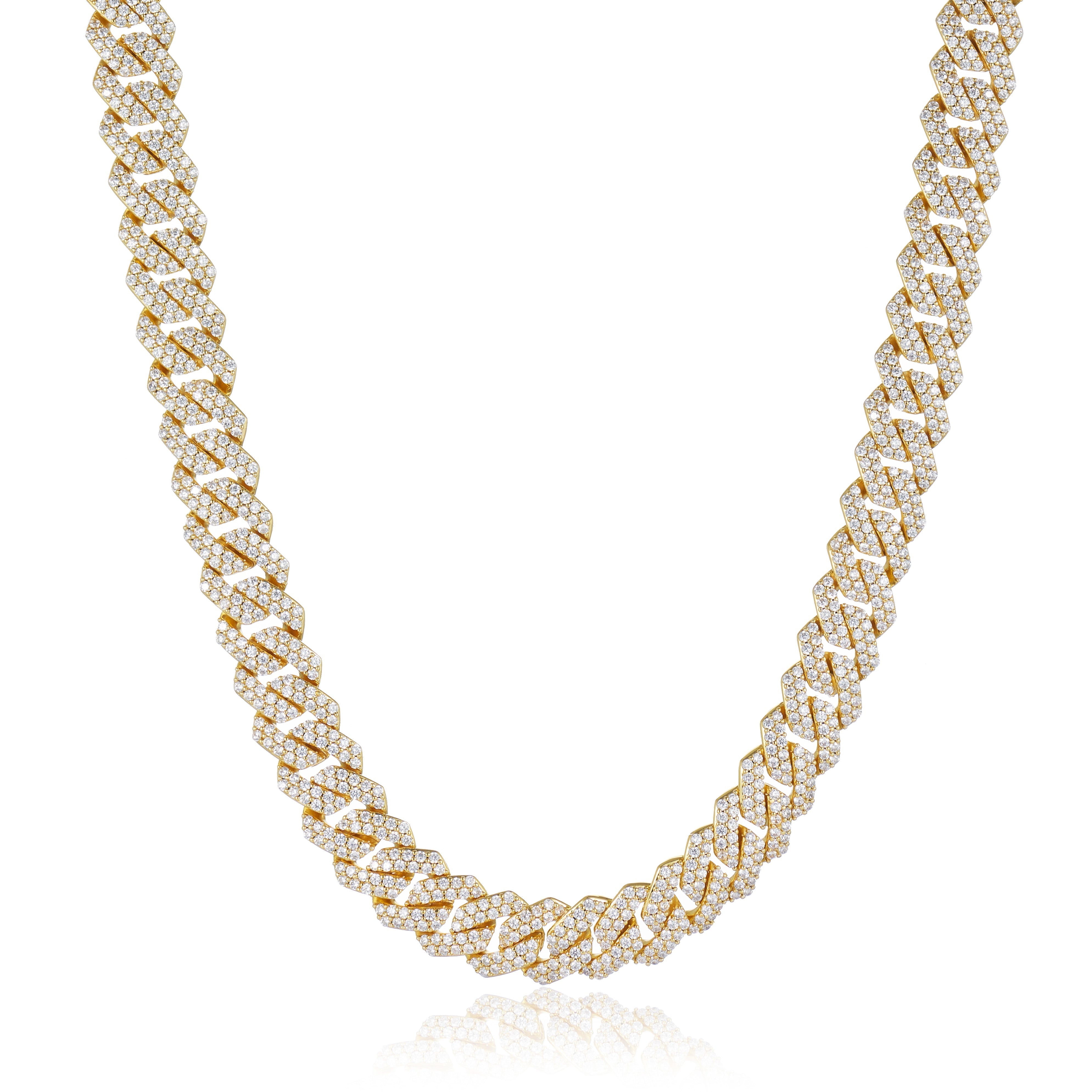 Iced Cuban Prong Chain (Gold) 12mm