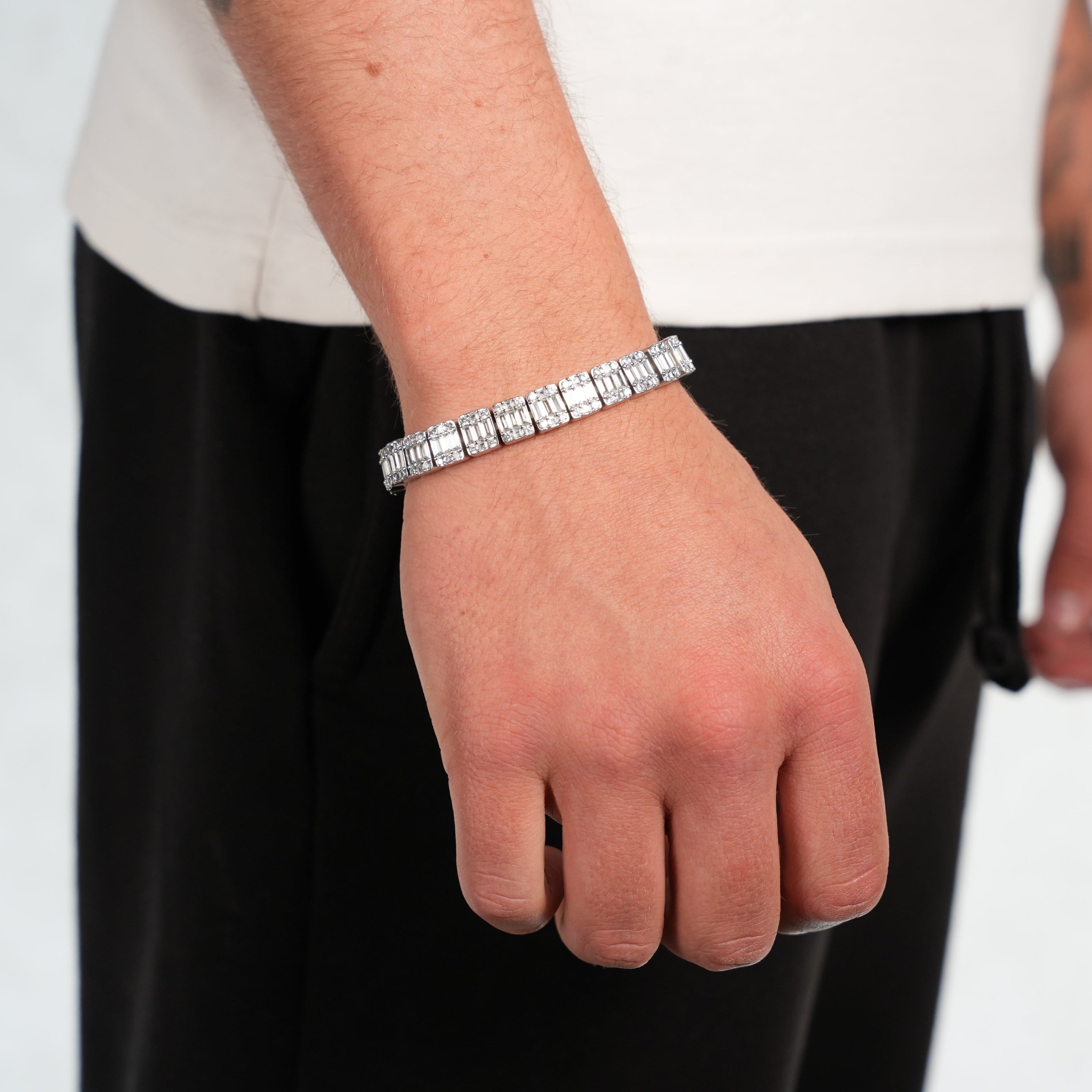 Baguette Tennis Bracelet (Silver) 8mm