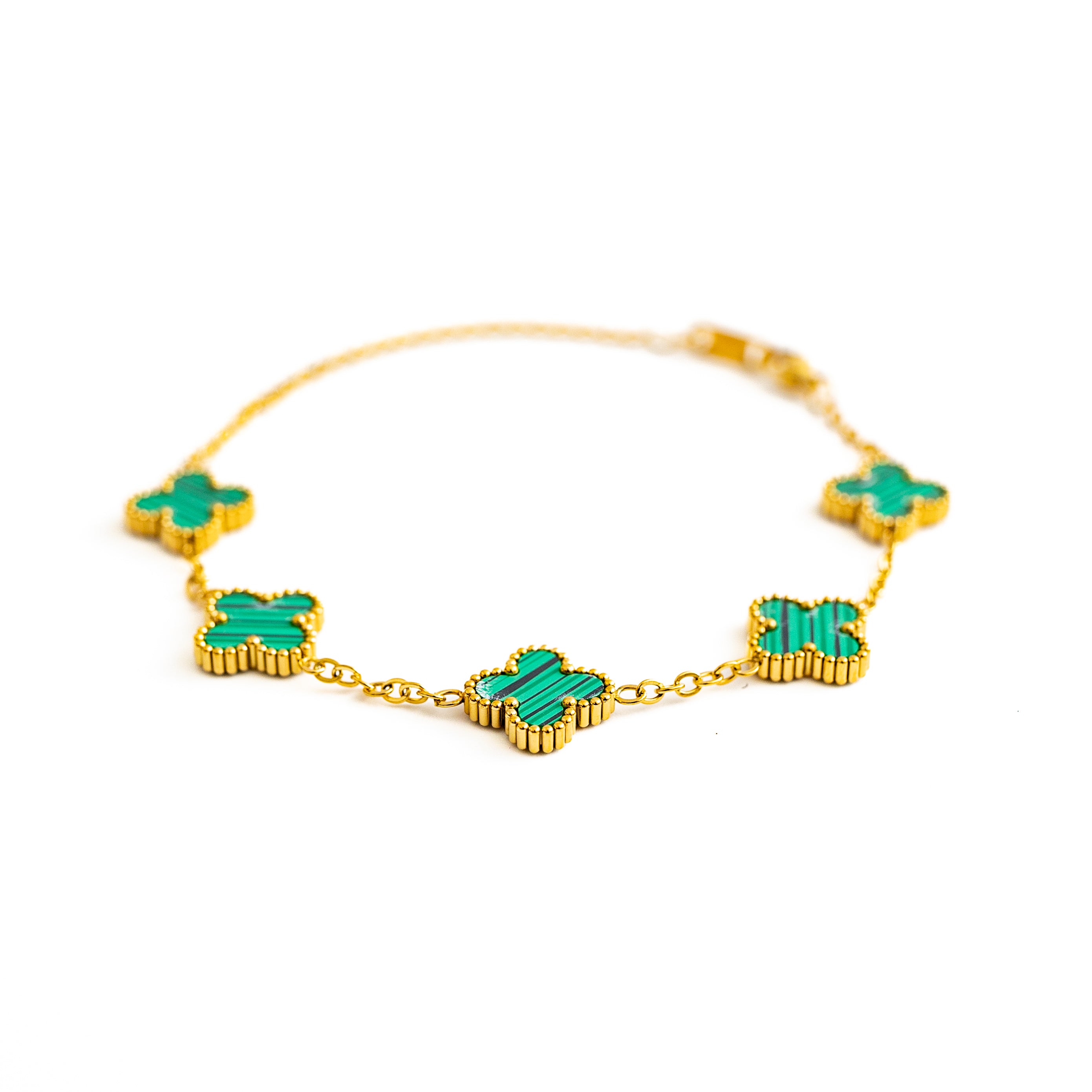 Gold Clover Bracelet (Green)
