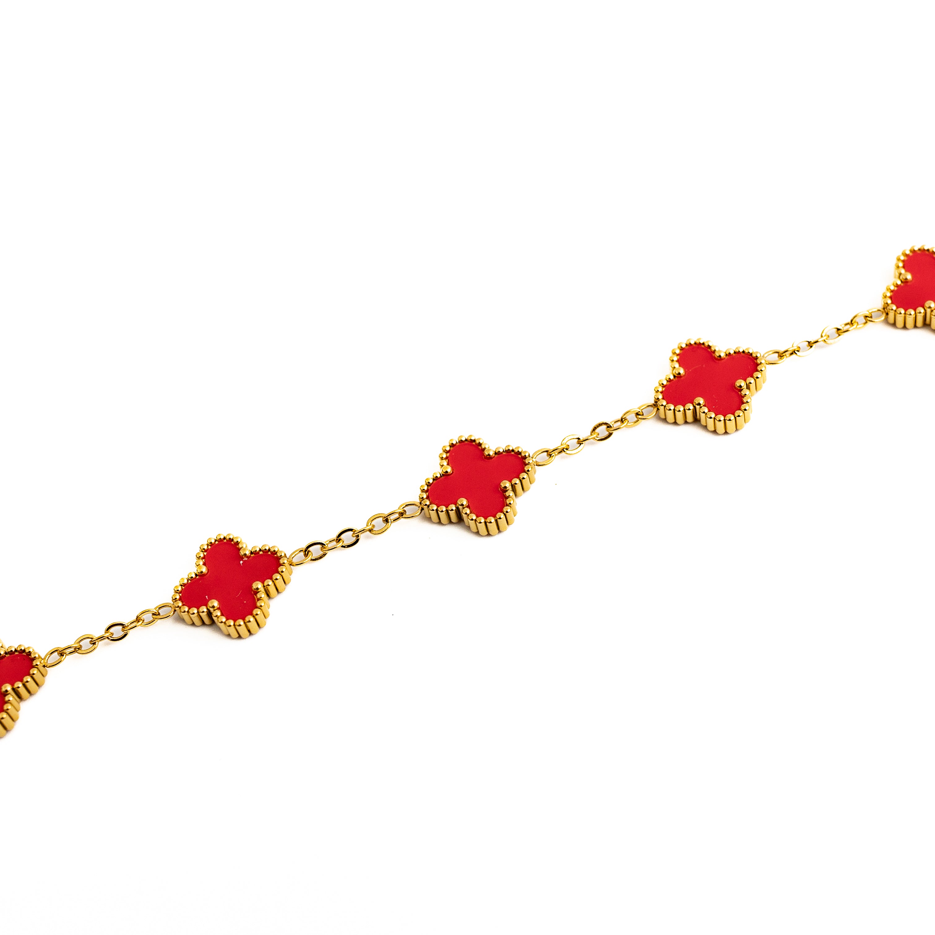 Gold Clover Bracelet (Red)