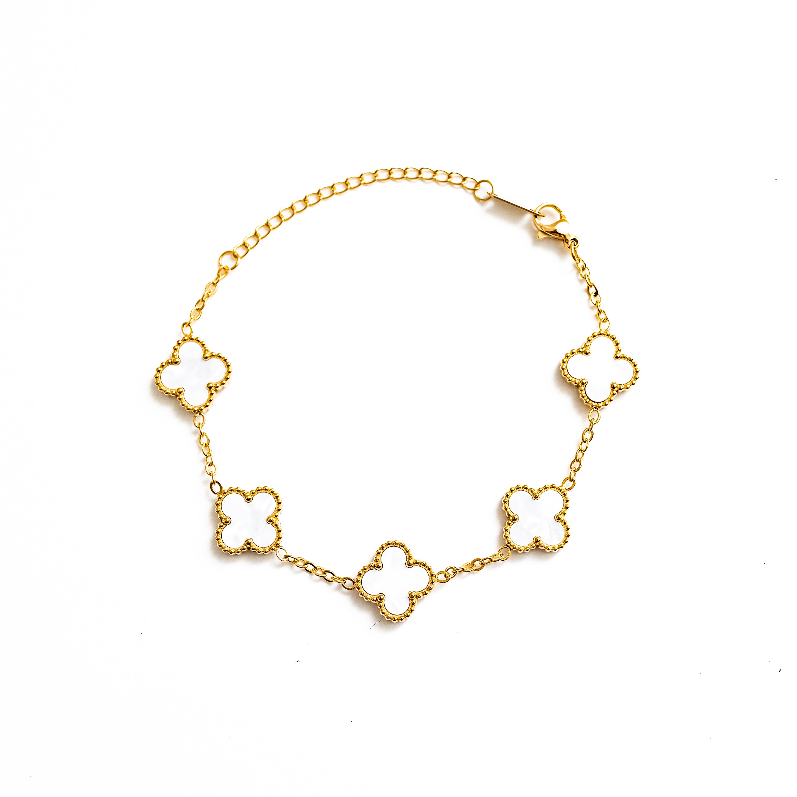Gold Clover Bracelet (White)