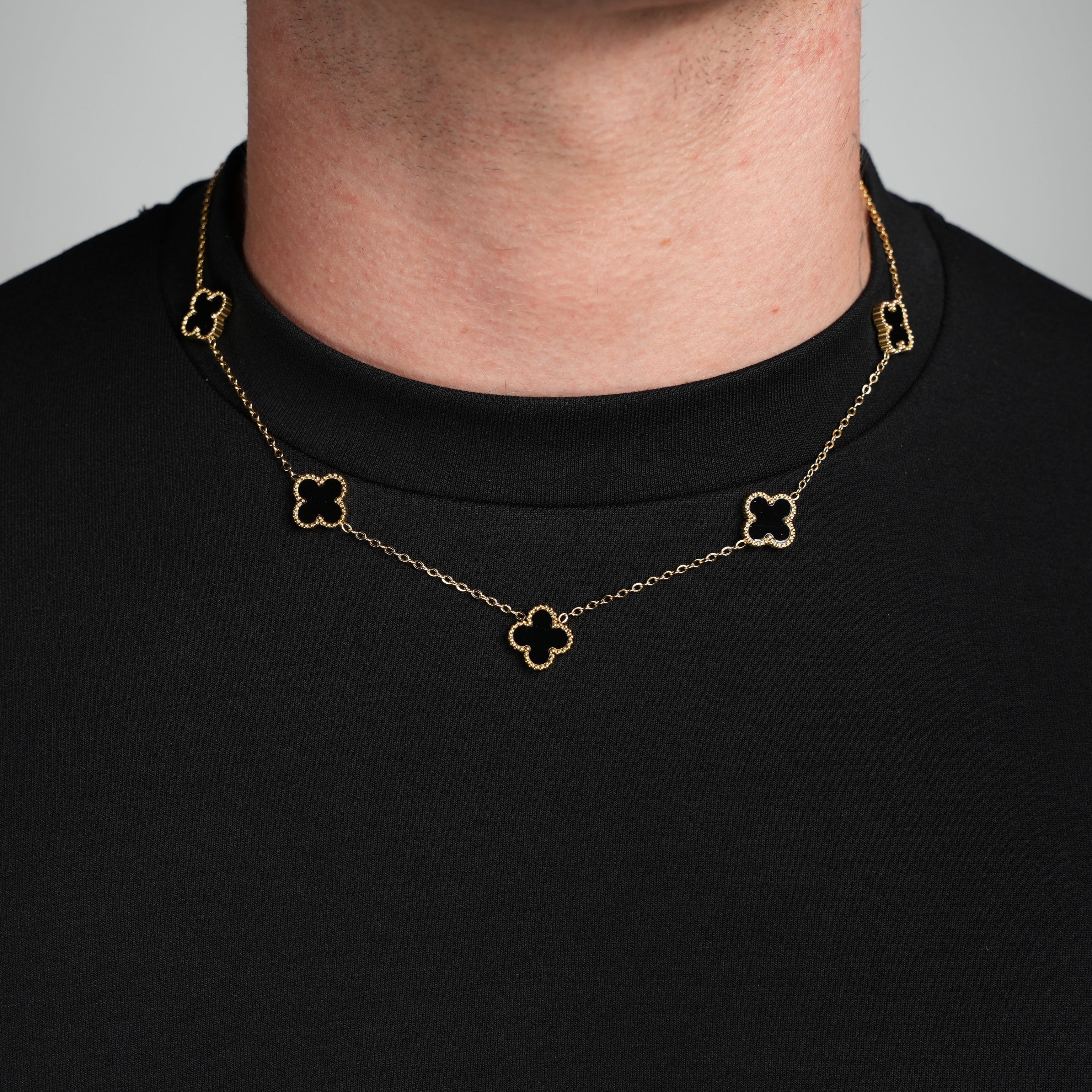 Gold Clover Necklace (Black)