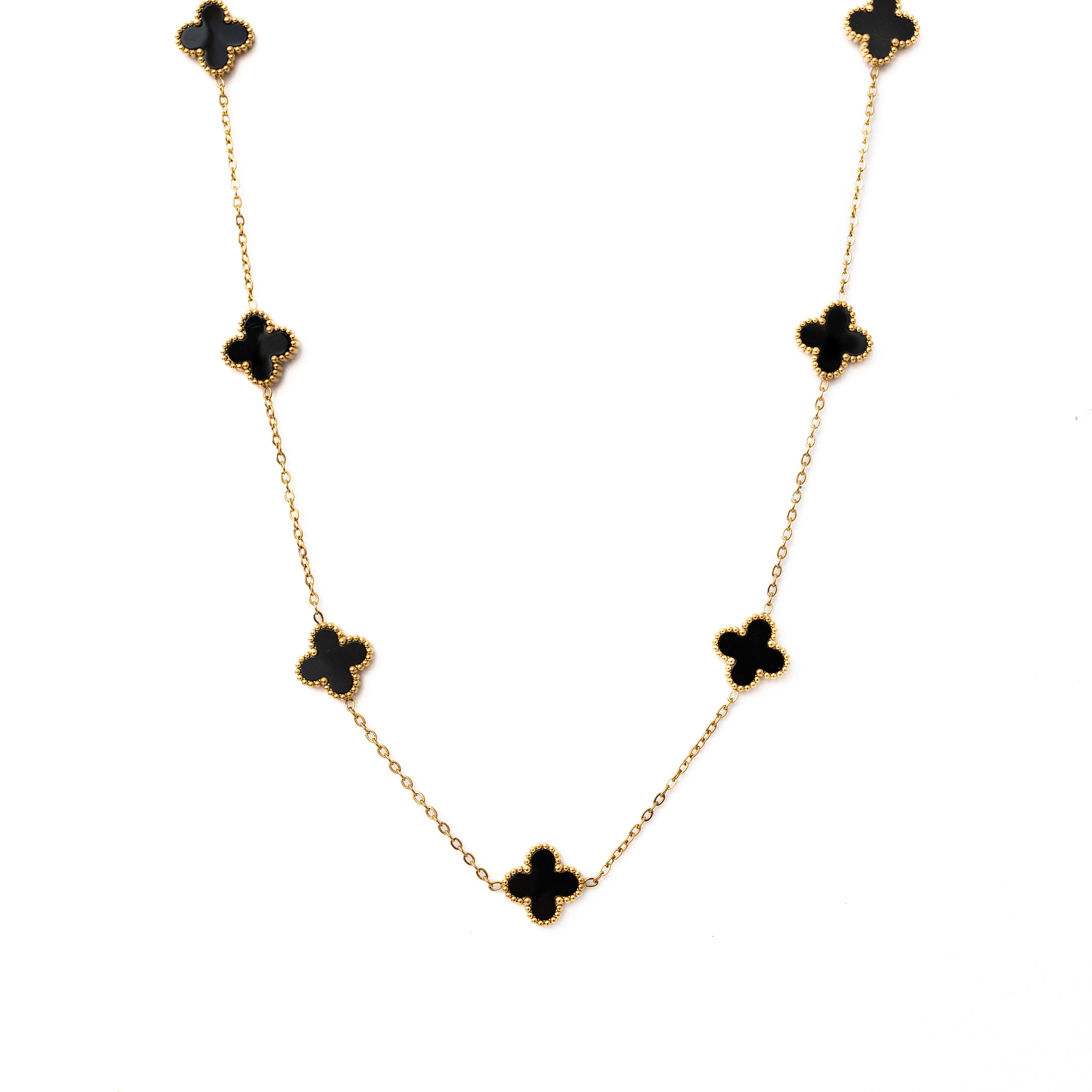 Gold Clover Necklace (Black)