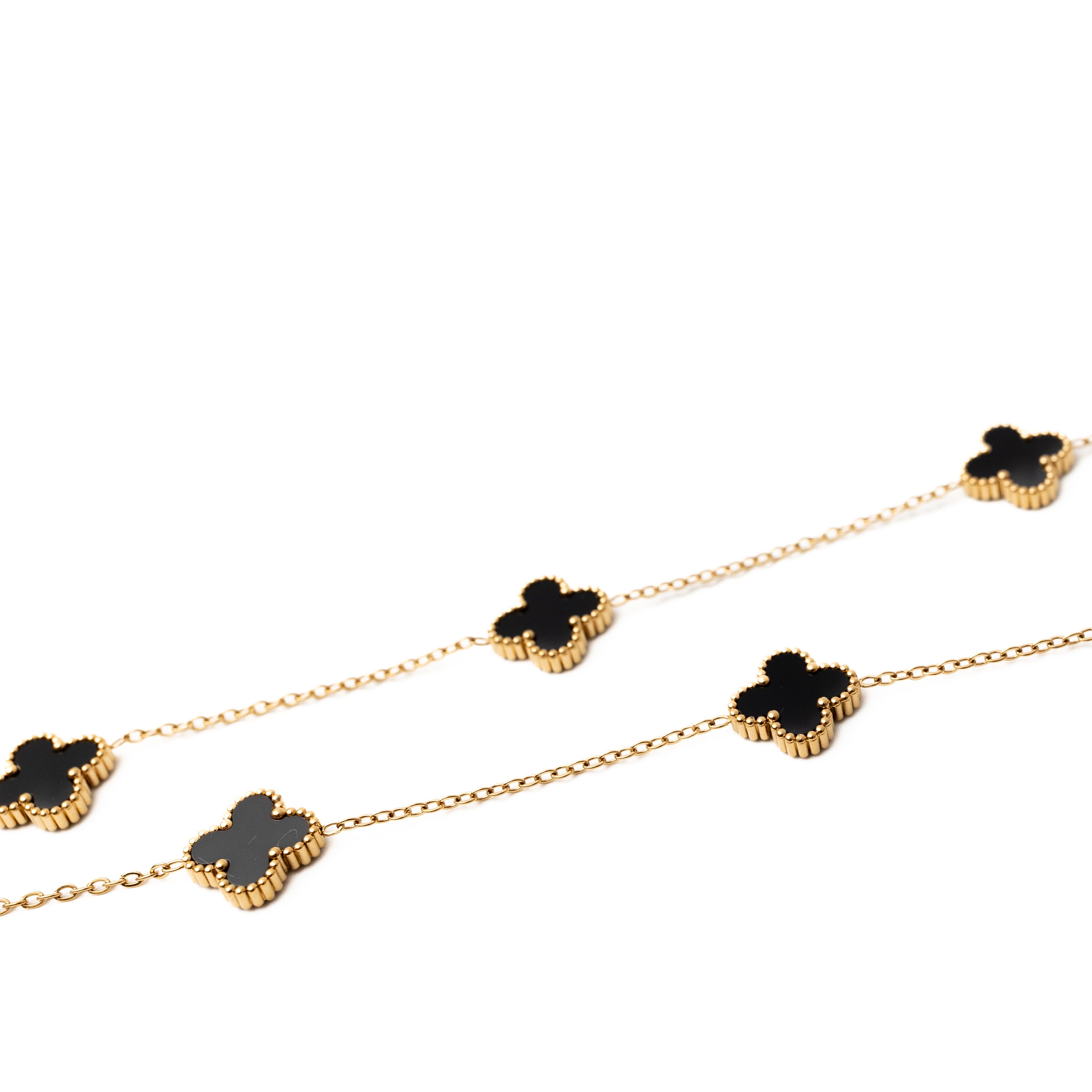 Gold Clover Necklace (Black)