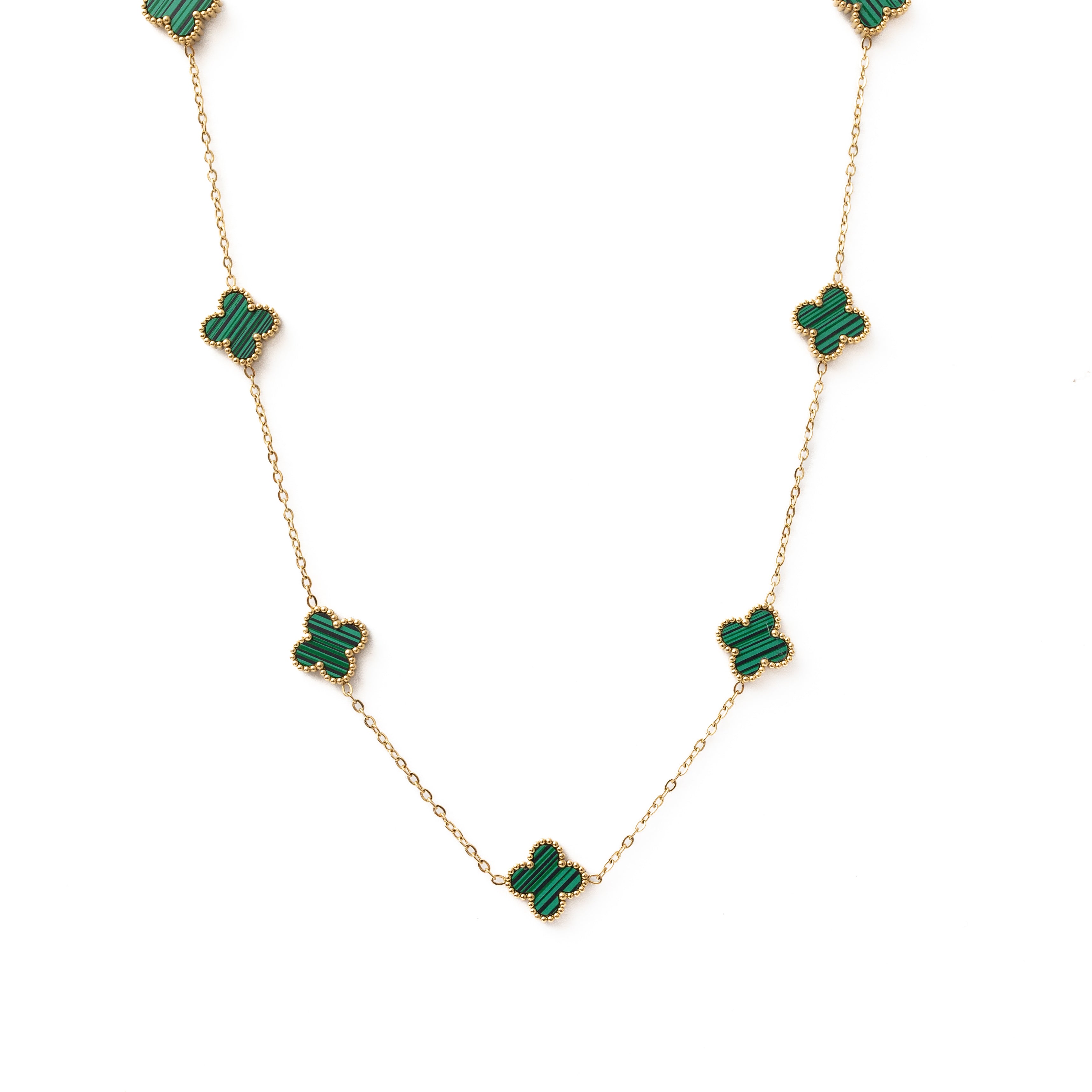 Gold Clover Necklace (Green)