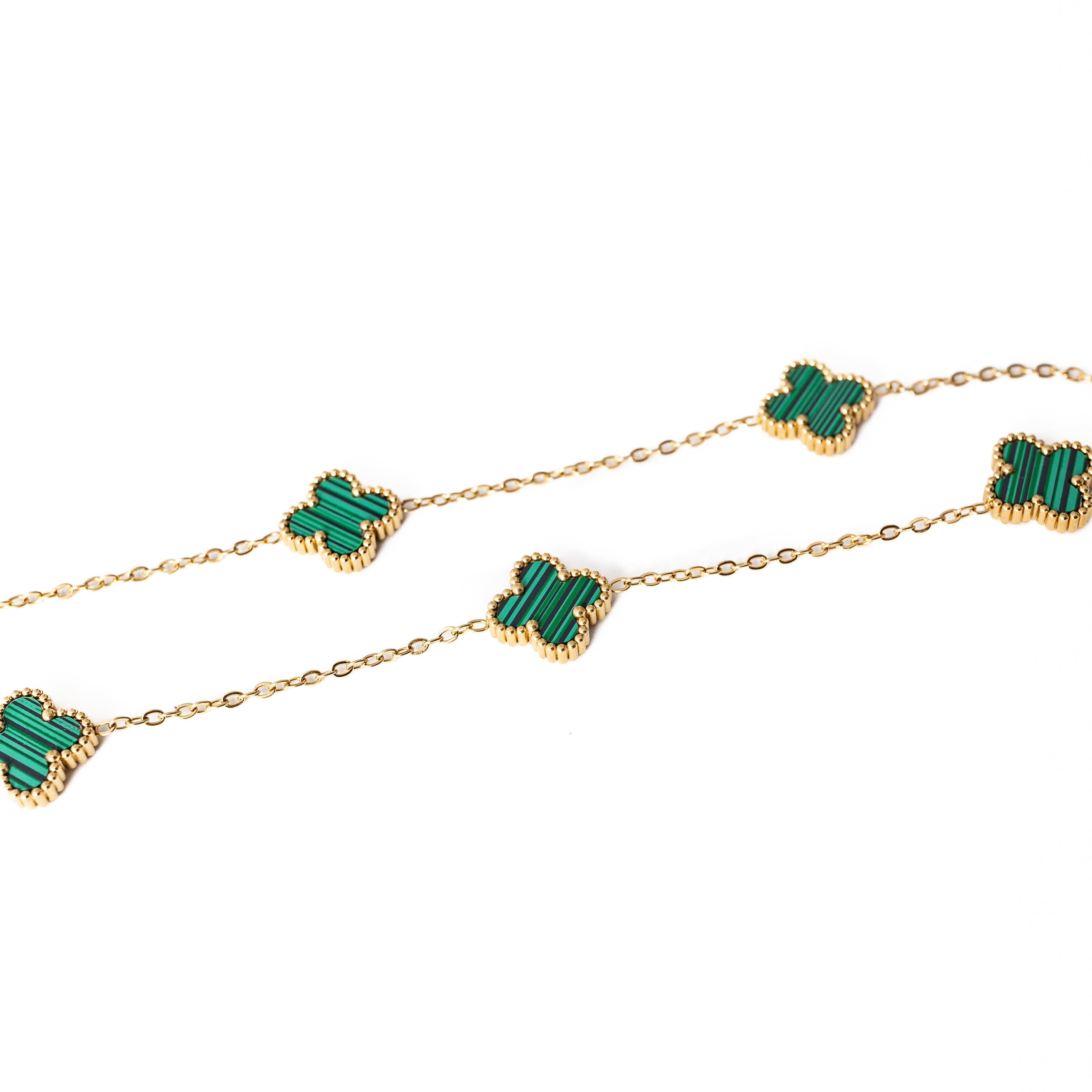 Gold Clover Necklace (Green)