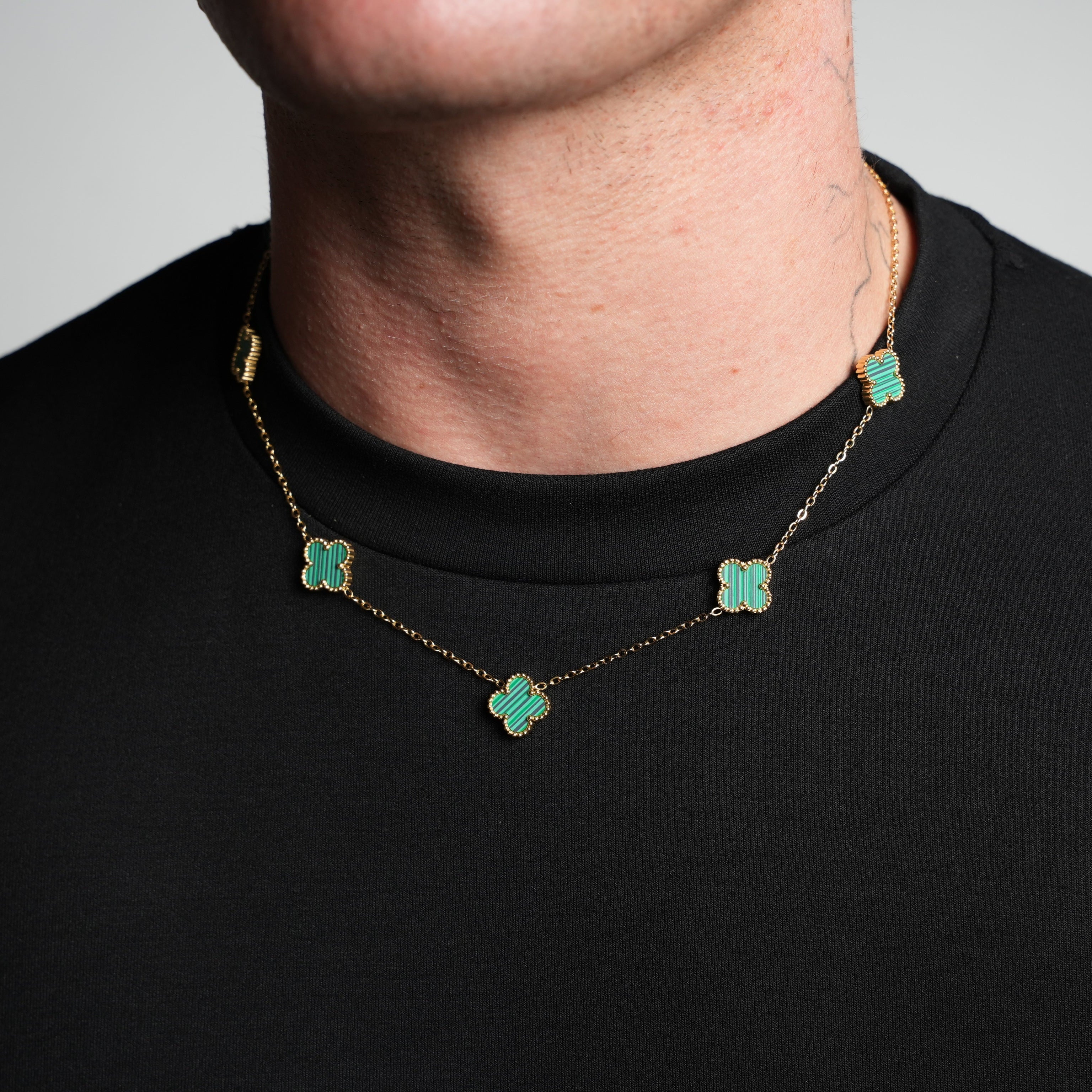 Gold Clover Necklace (Green)