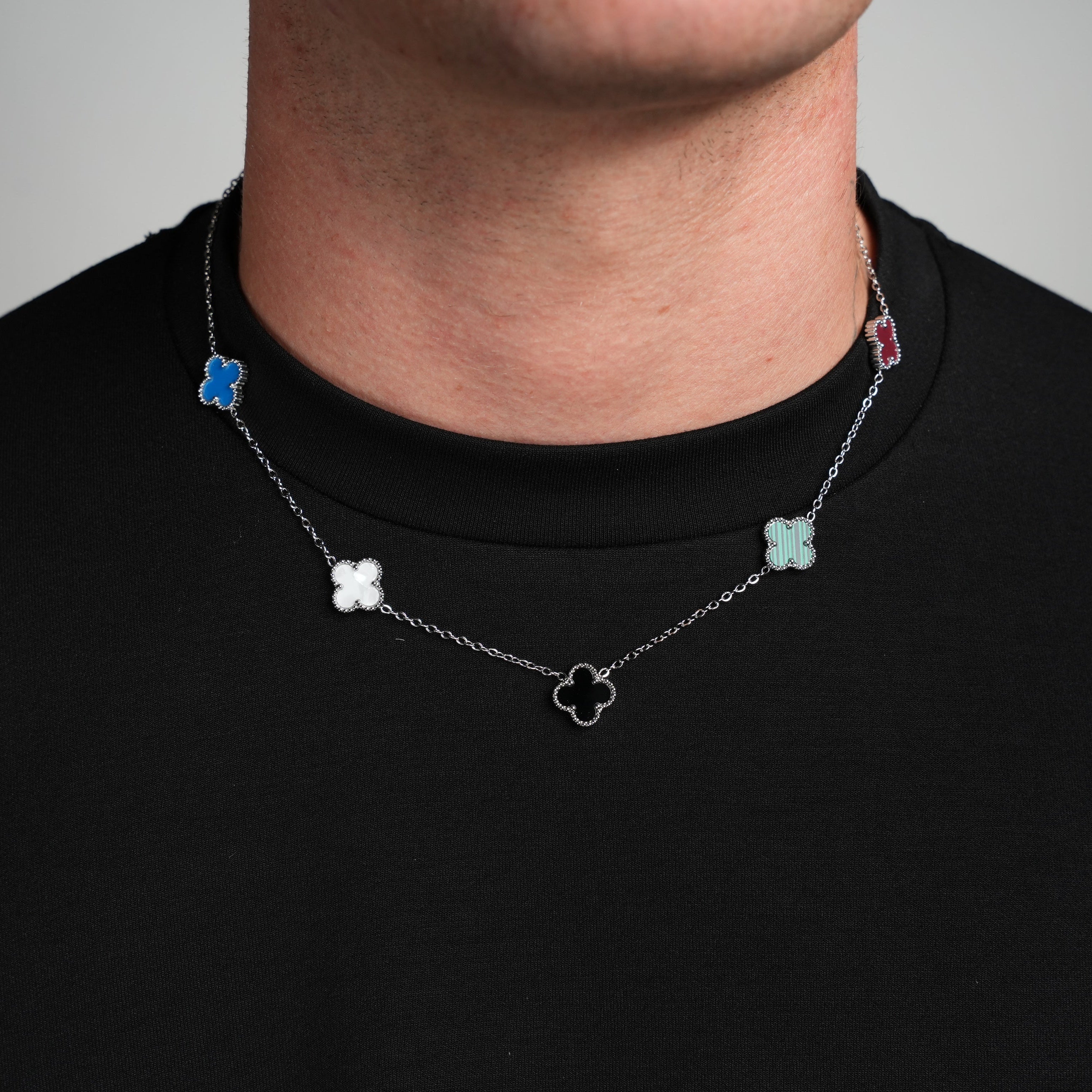 Silver Clover Necklace (Multi)