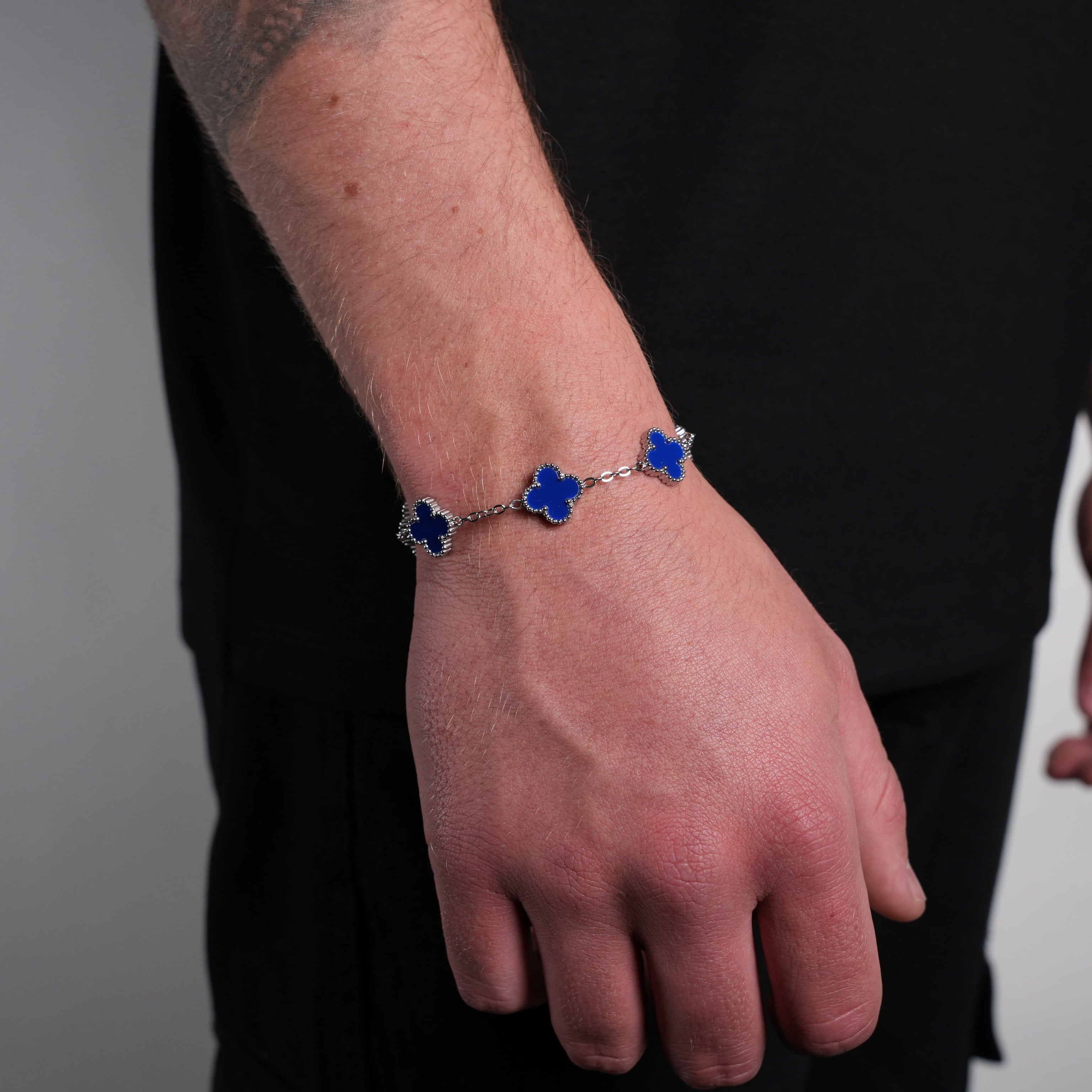 Silver Clover Bracelet (Navy)