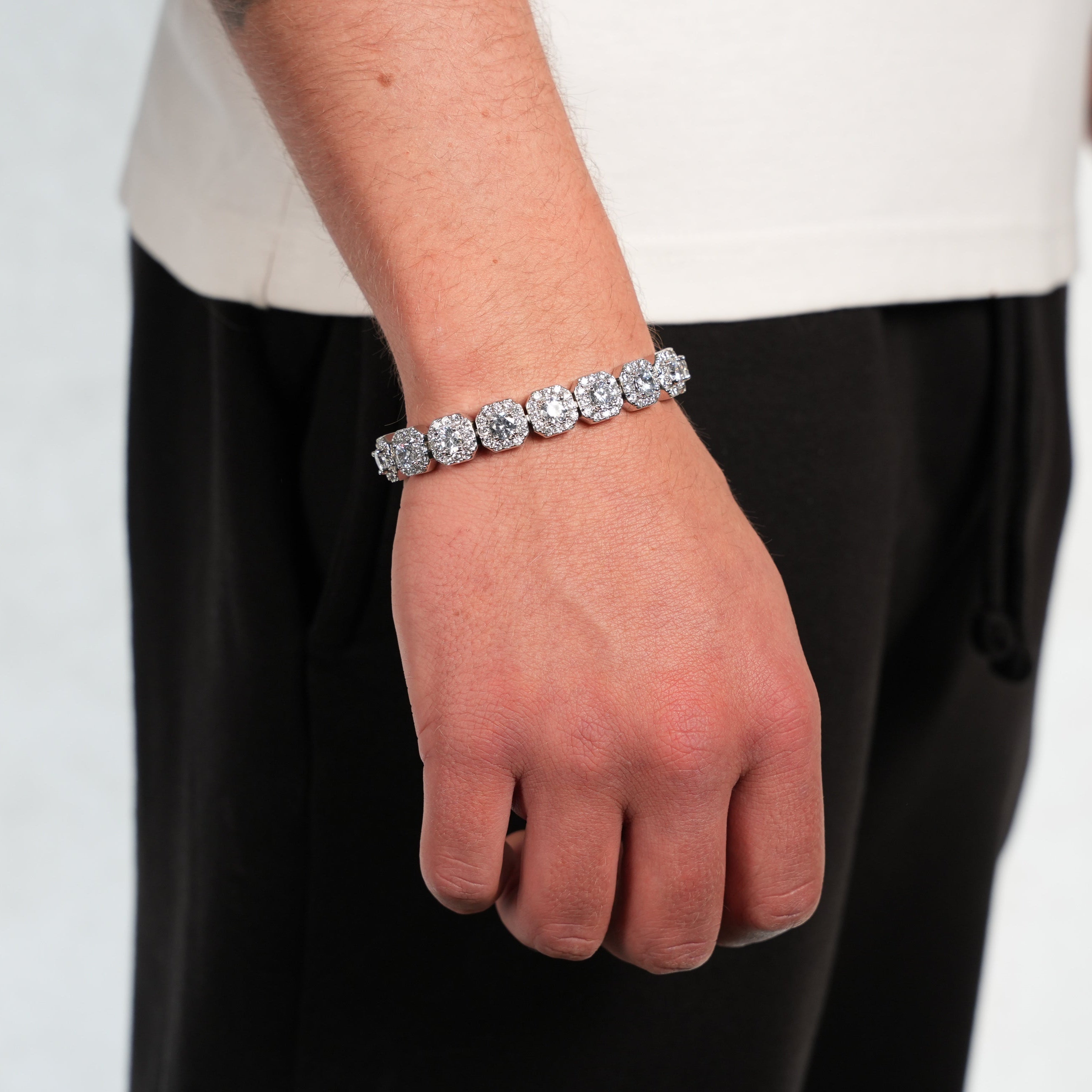 Clustered Tennis Bracelet (Silver) 10mm
