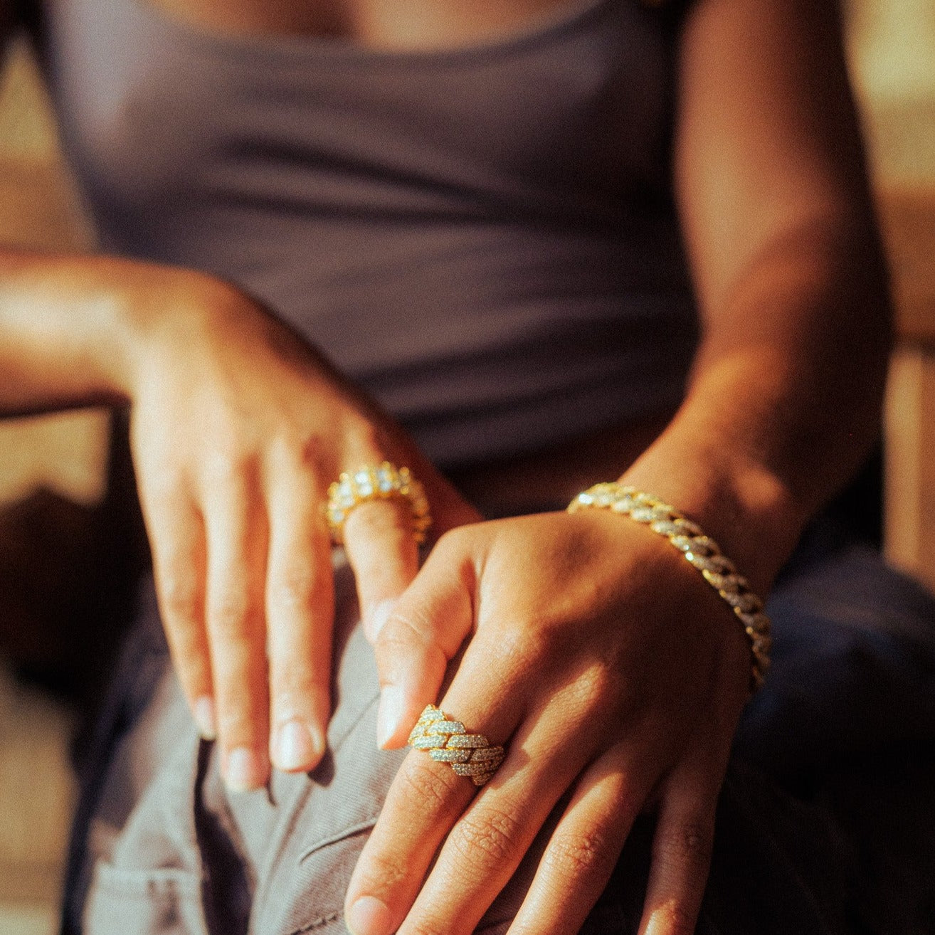 Iced Cuban Prong Ring (Gold)