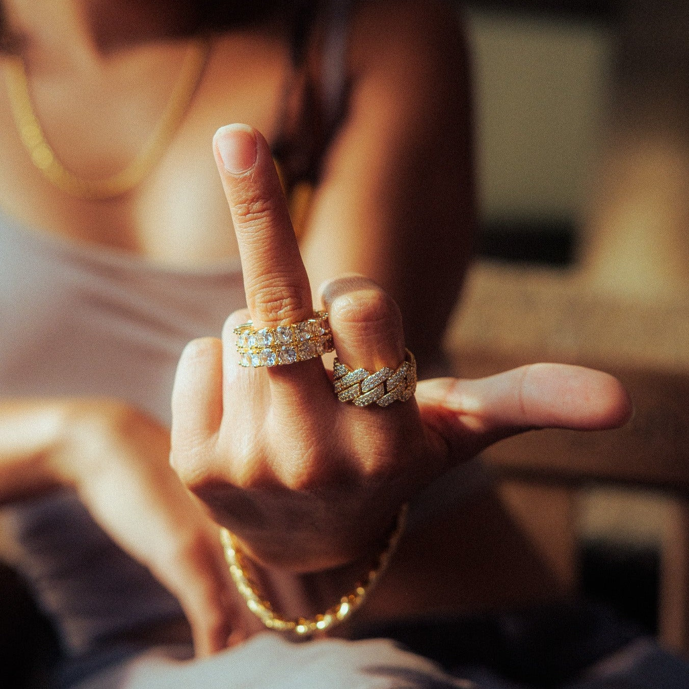 Iced Cuban Prong Ring (Gold)