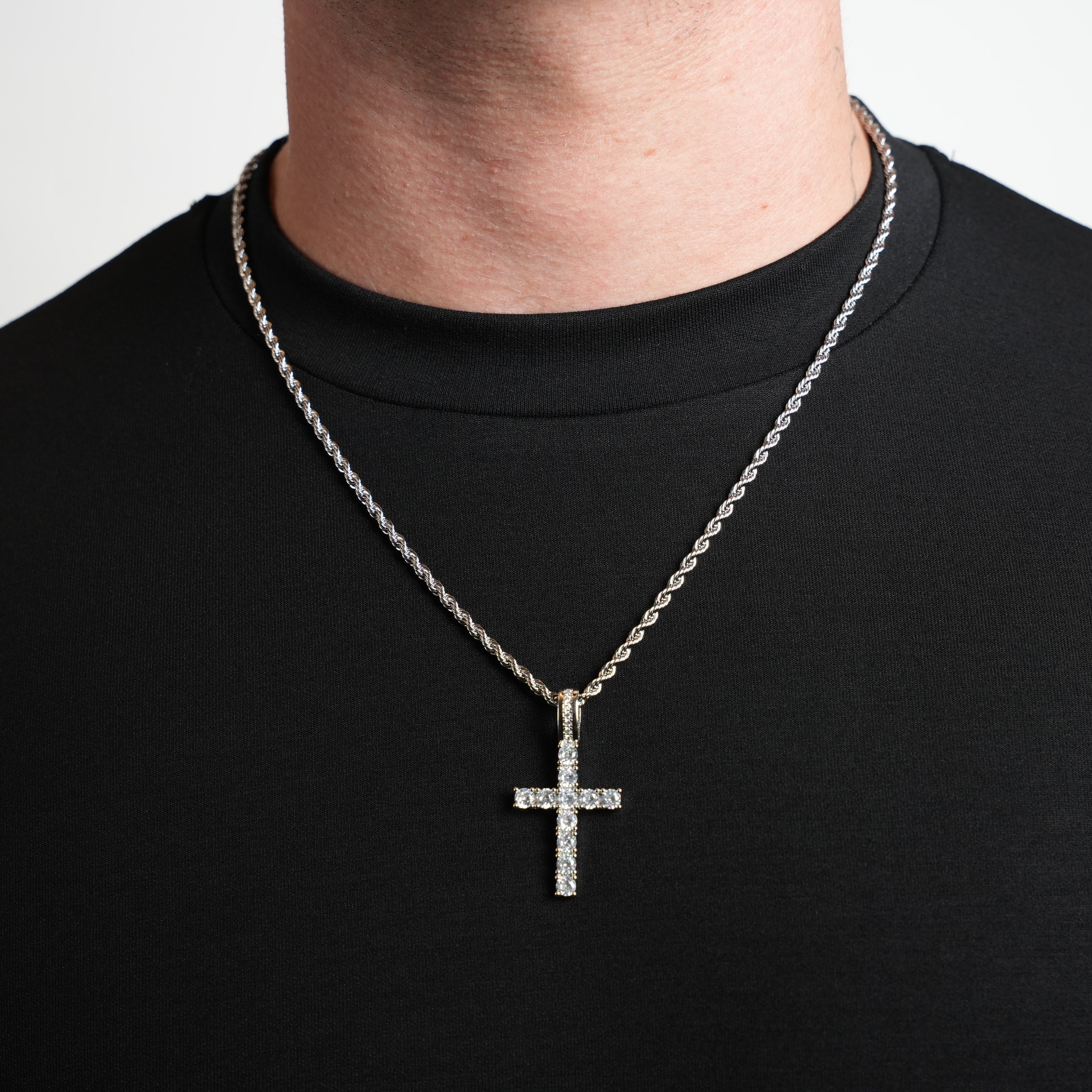 Diamond Cross Pendant (Silver)