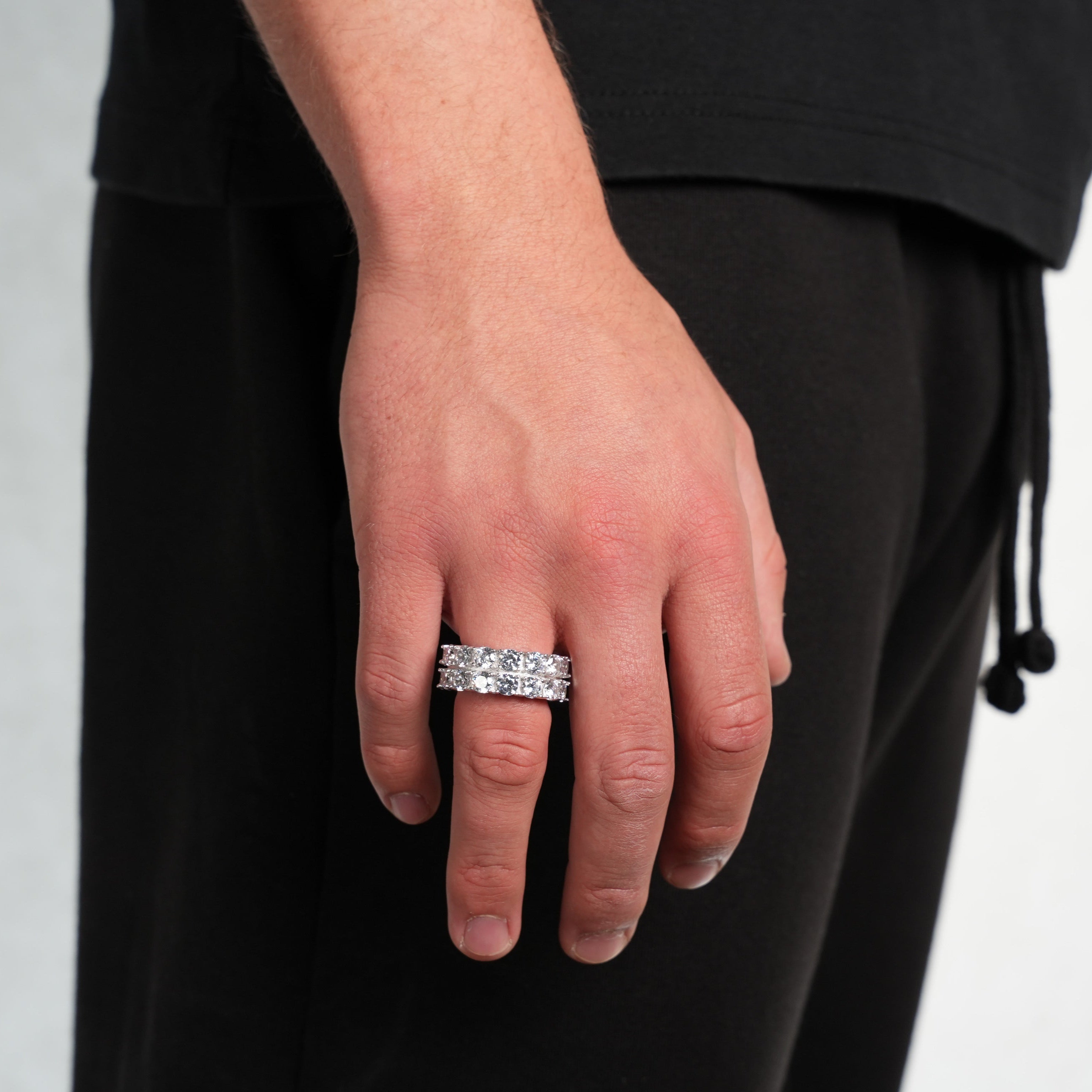 Double Row Diamond Ring (Silver)