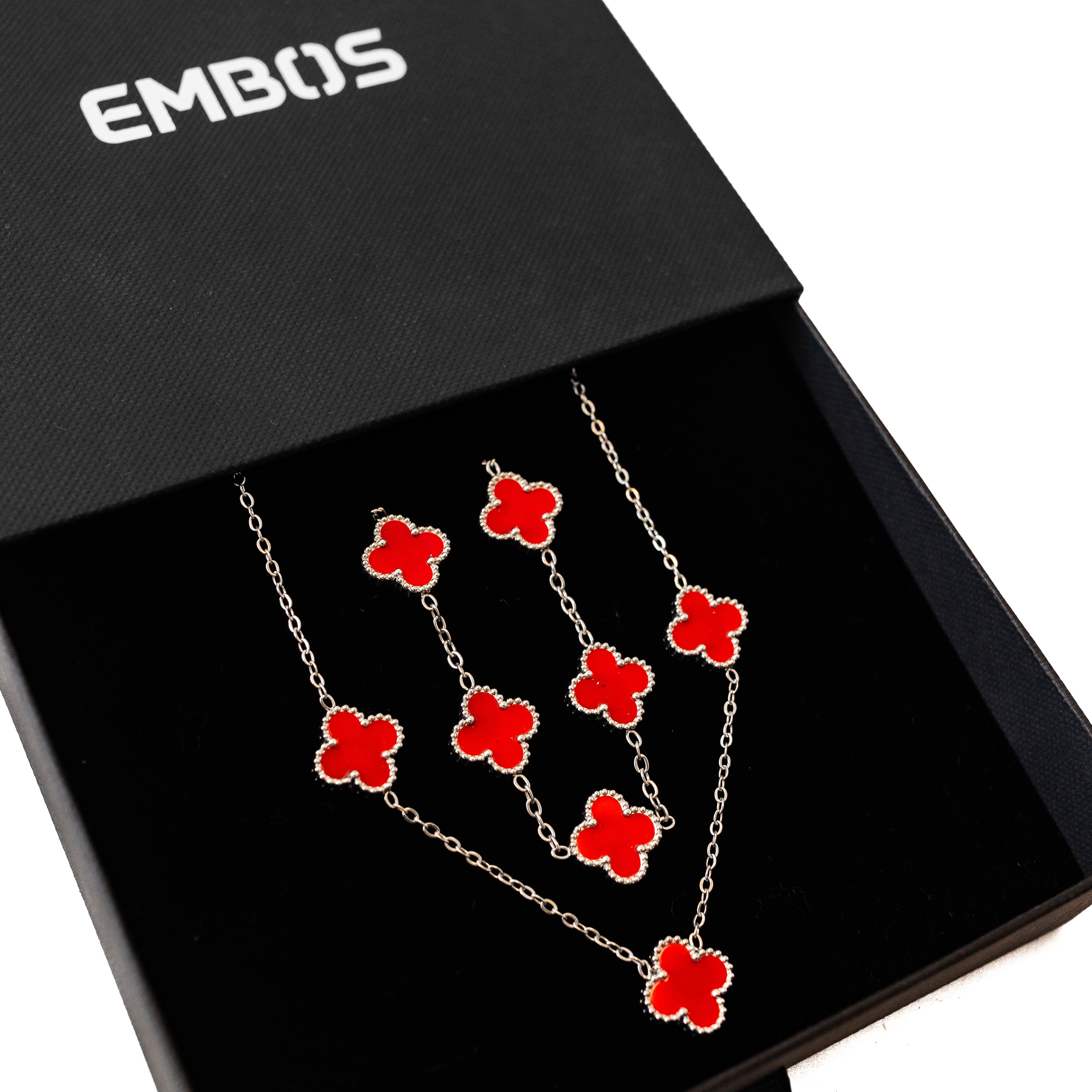 Clover Set (Silver/Red)
