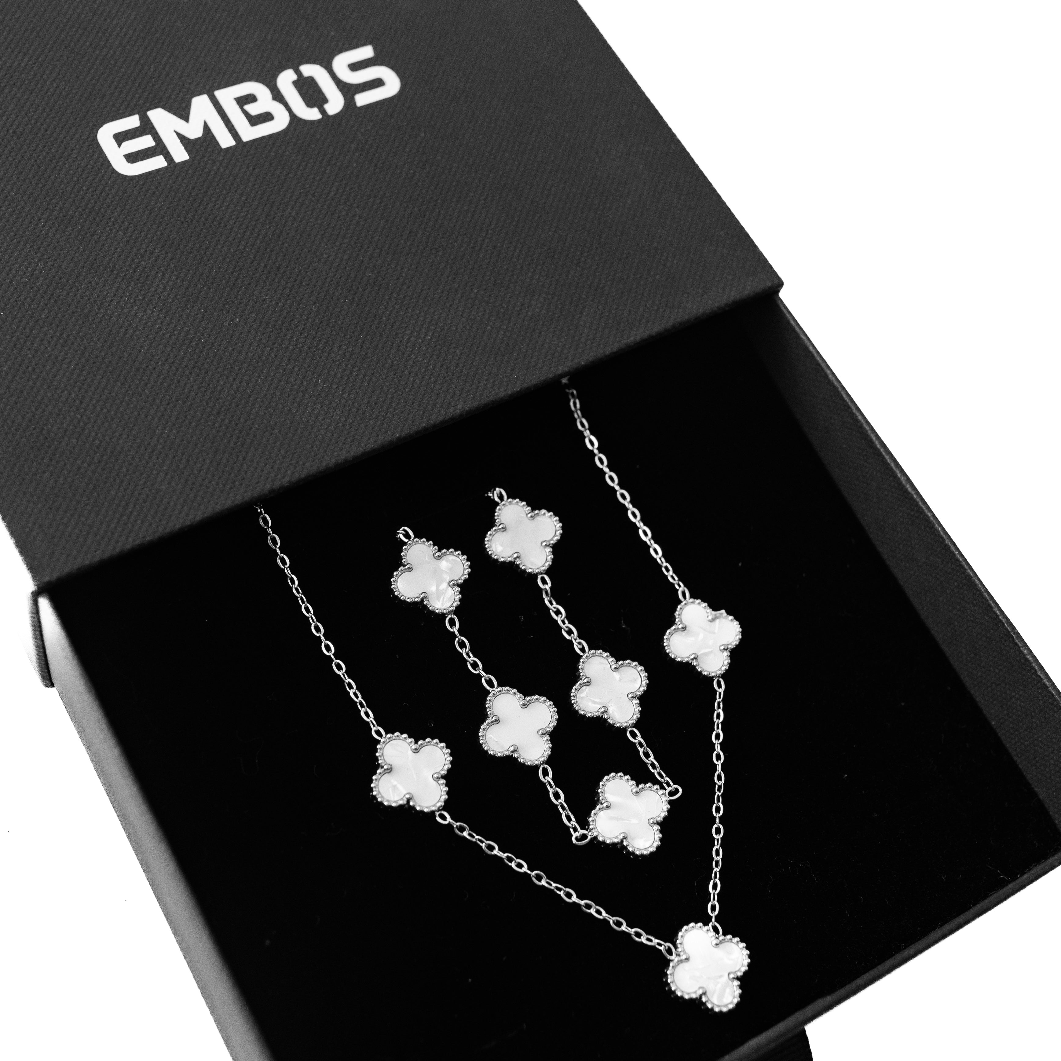 Clover Set (Silver/White)