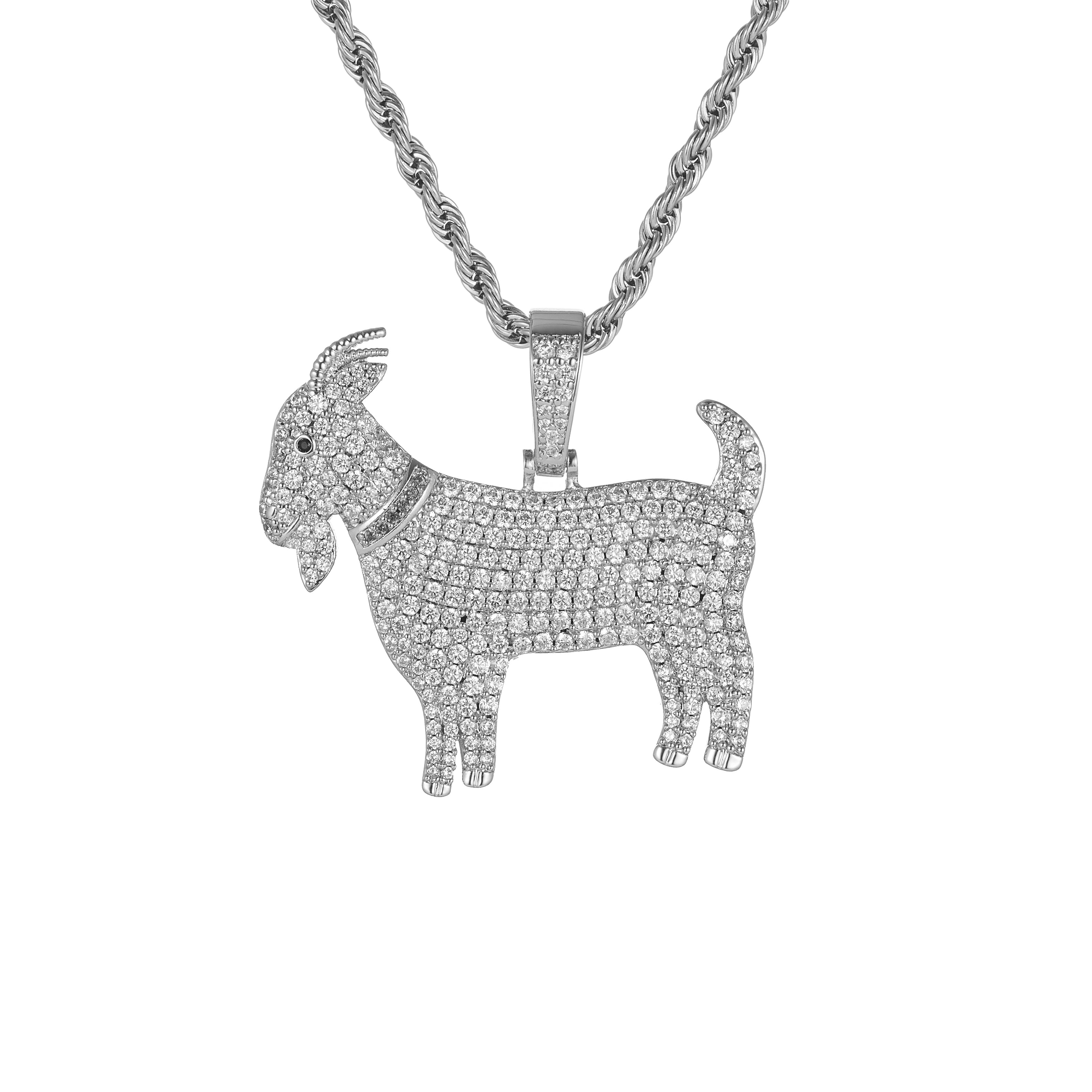 Iced Goat Pendant (Silver)