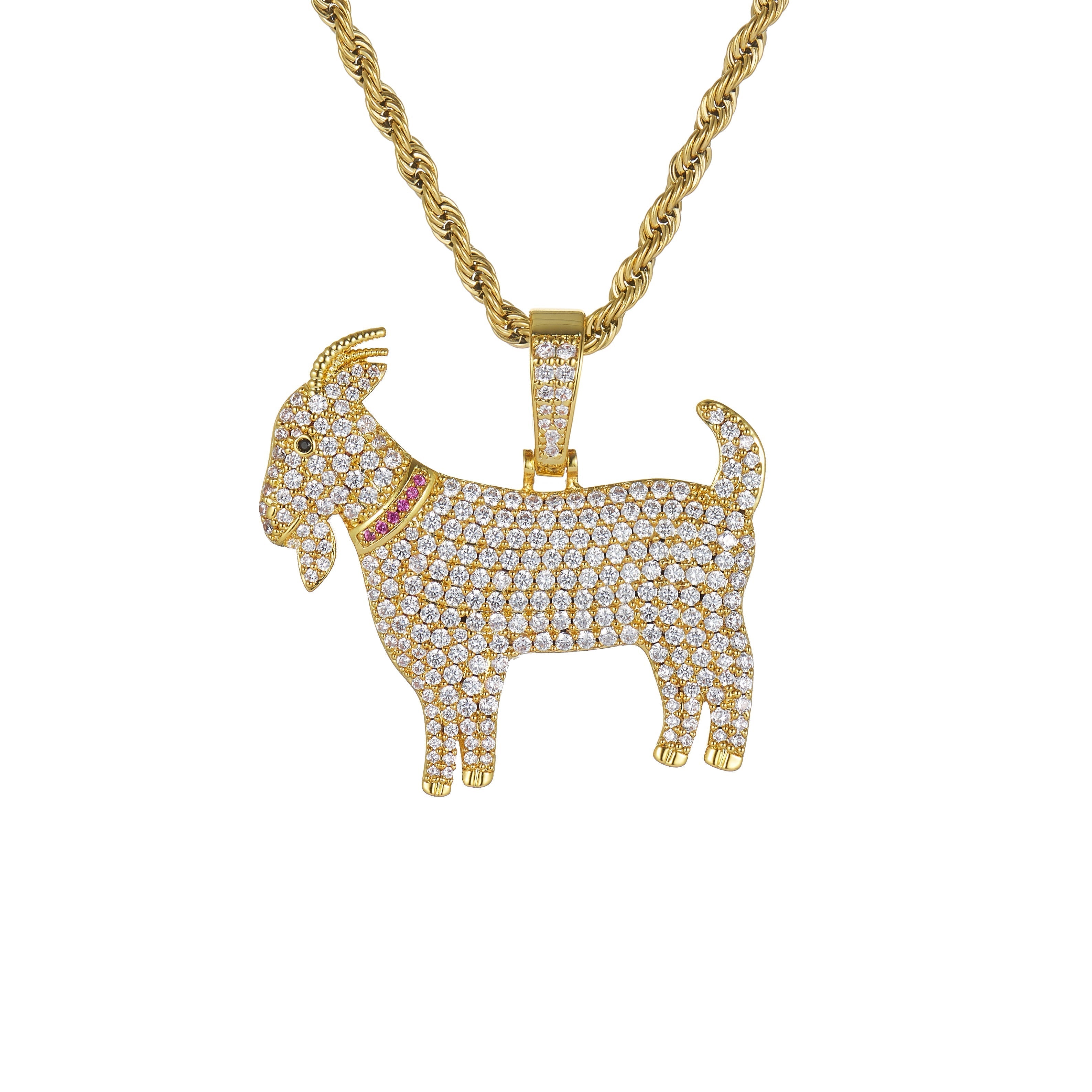 Iced Goat Pendant (Gold)