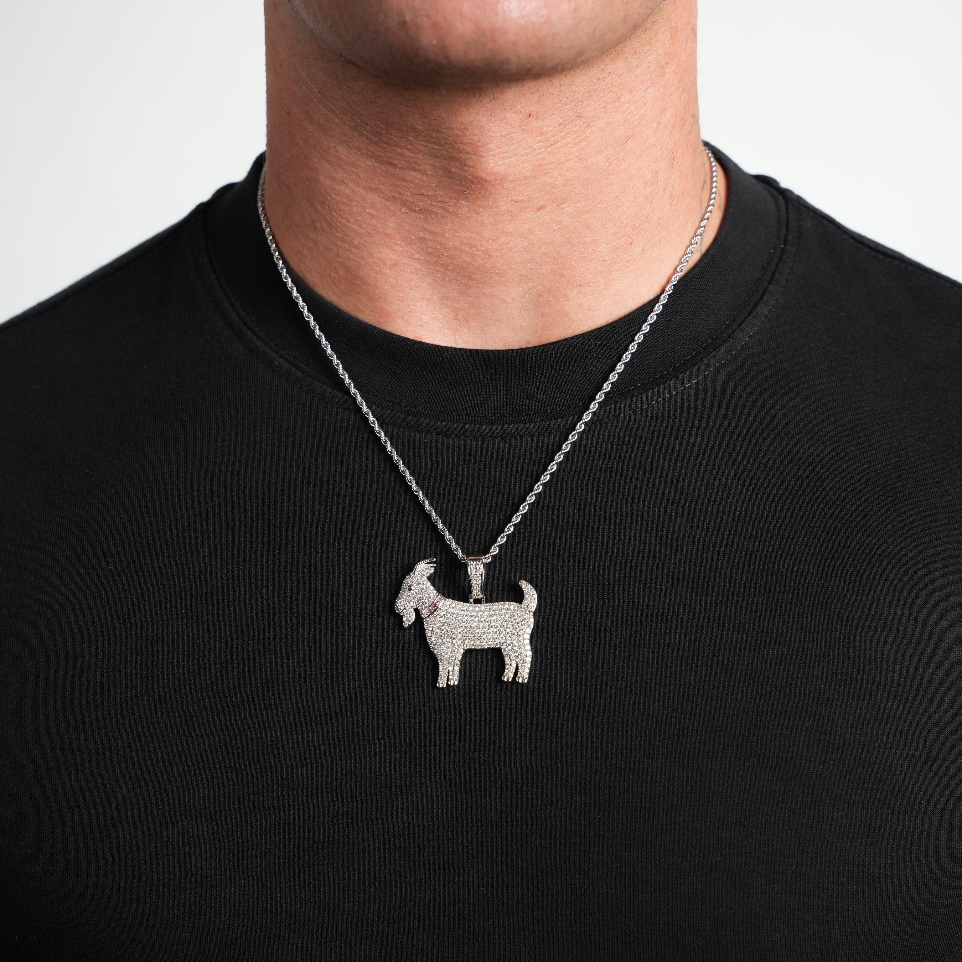 Iced Goat Pendant (Silver)