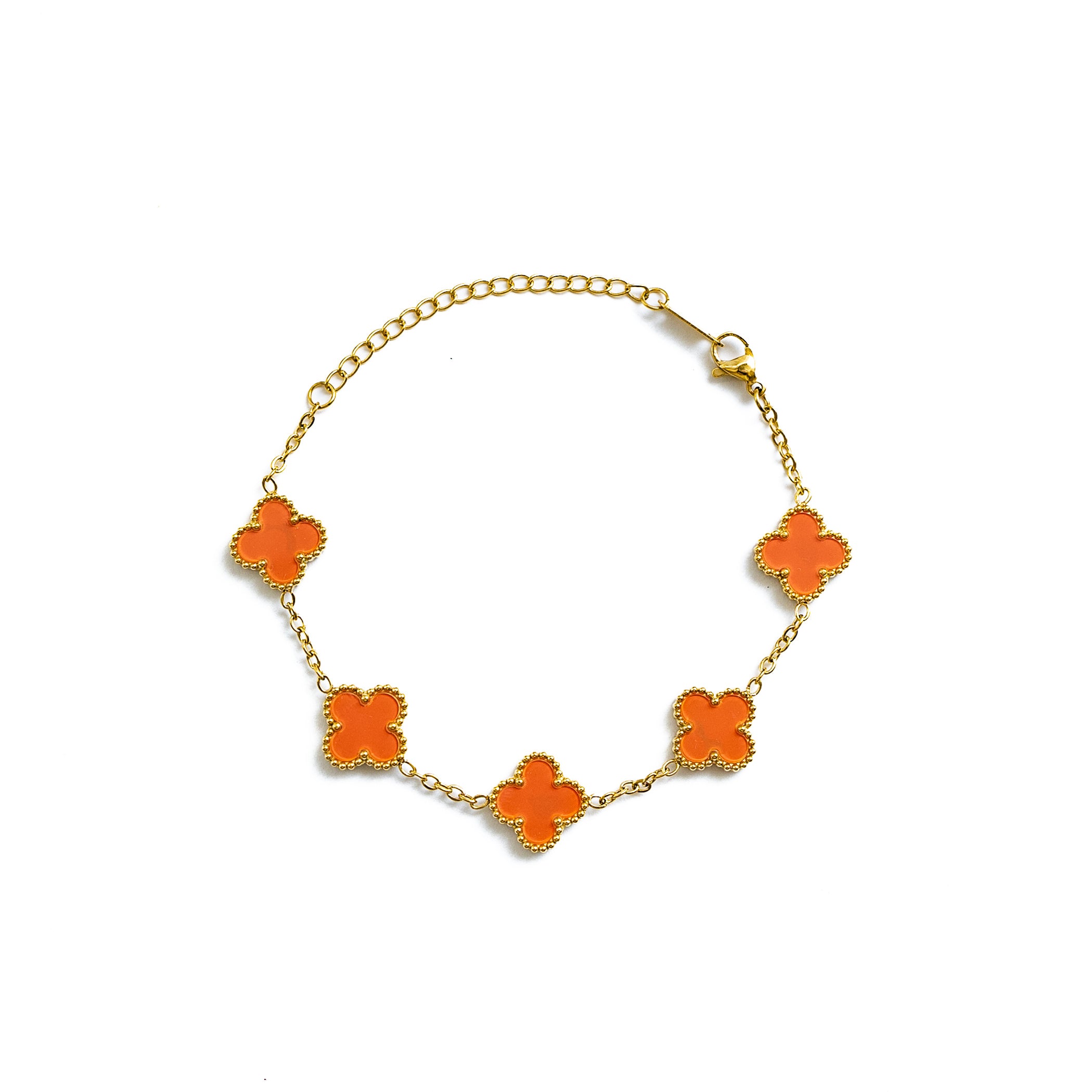 Gold Clover Bracelet (Orange)
