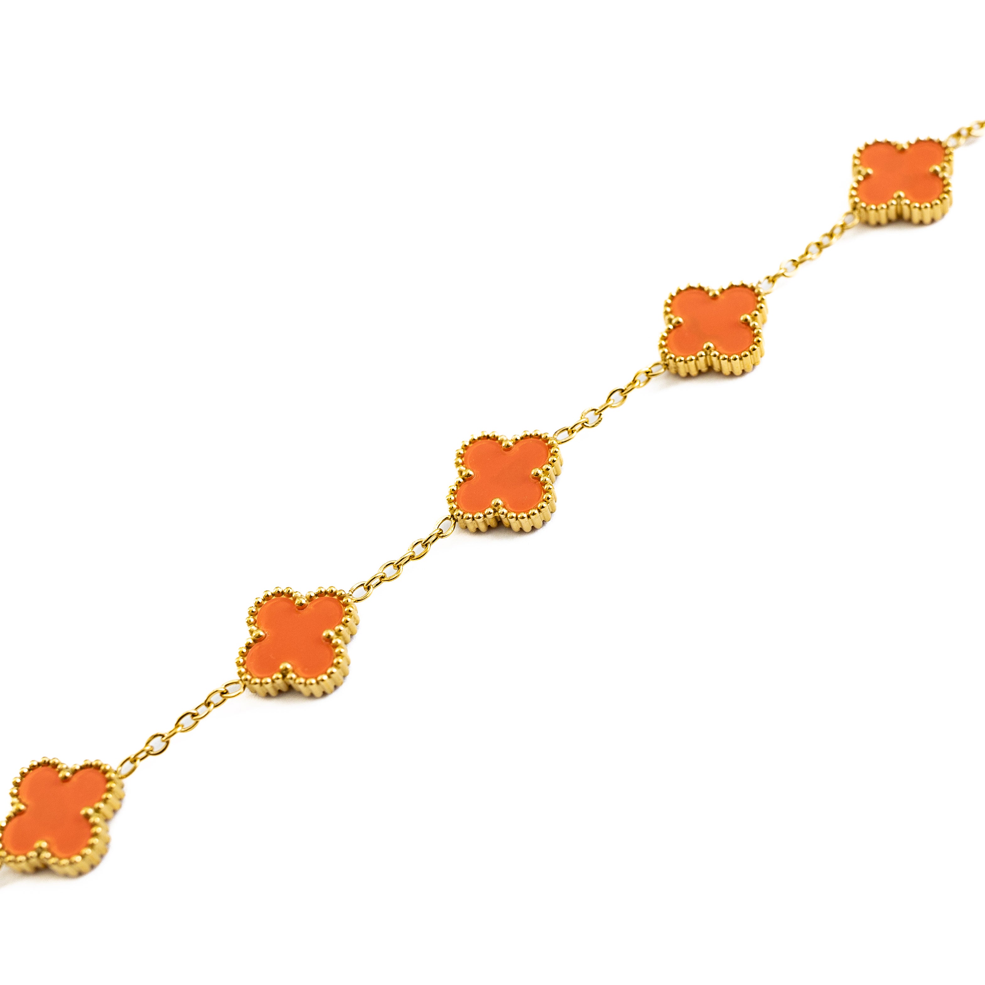 Gold Clover Bracelet (Orange)