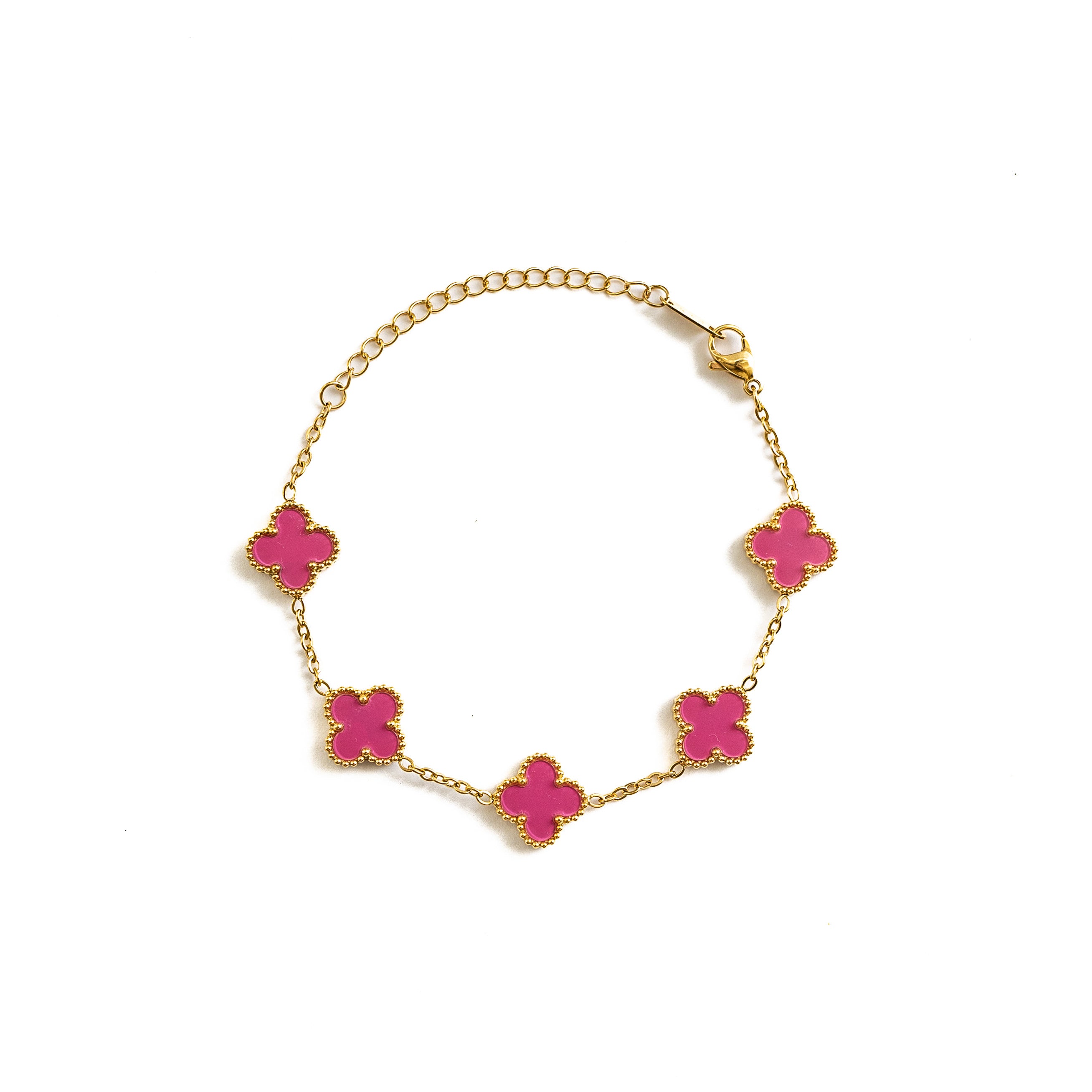 Gold Clover Bracelet (Pink)