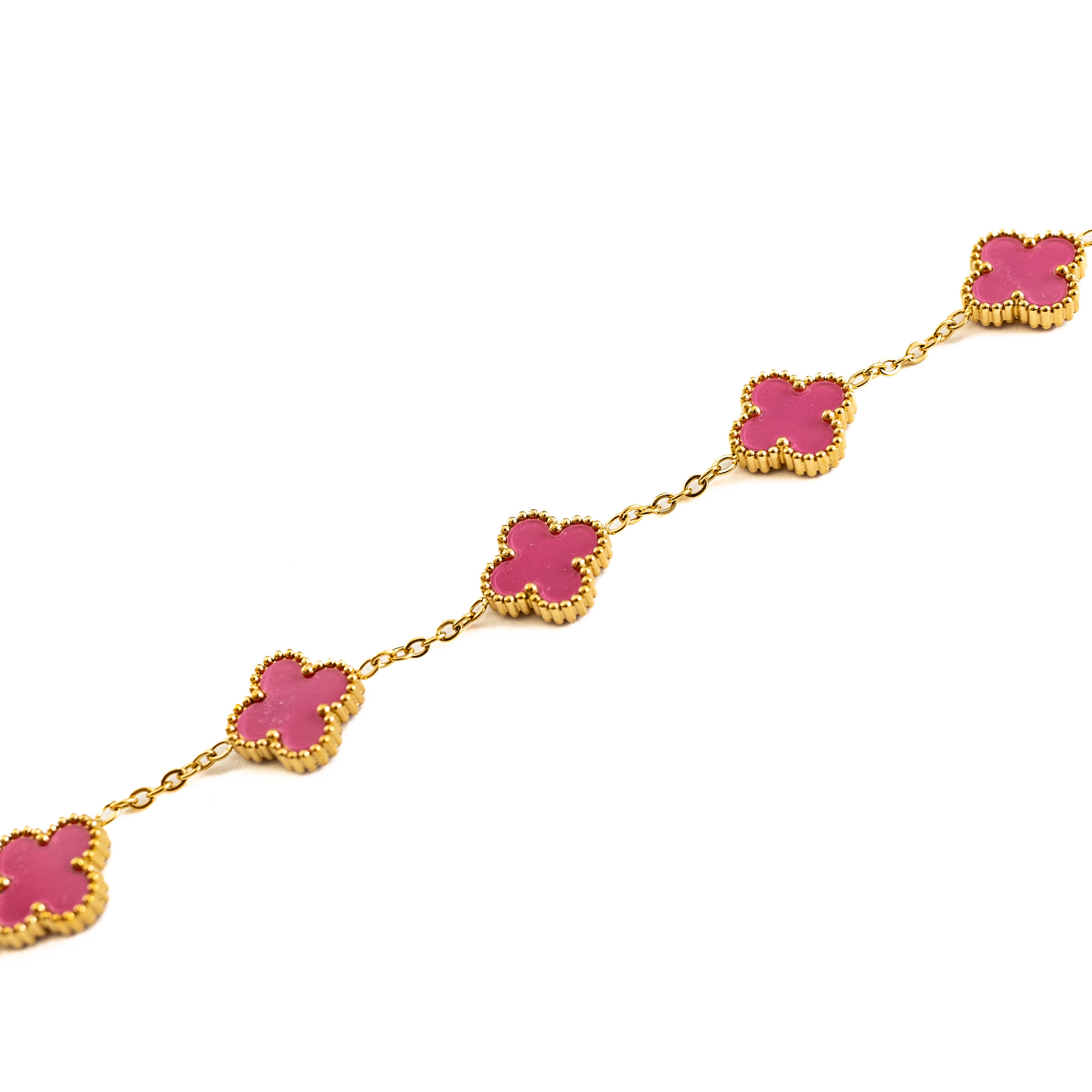 Gold Clover Bracelet (Pink)