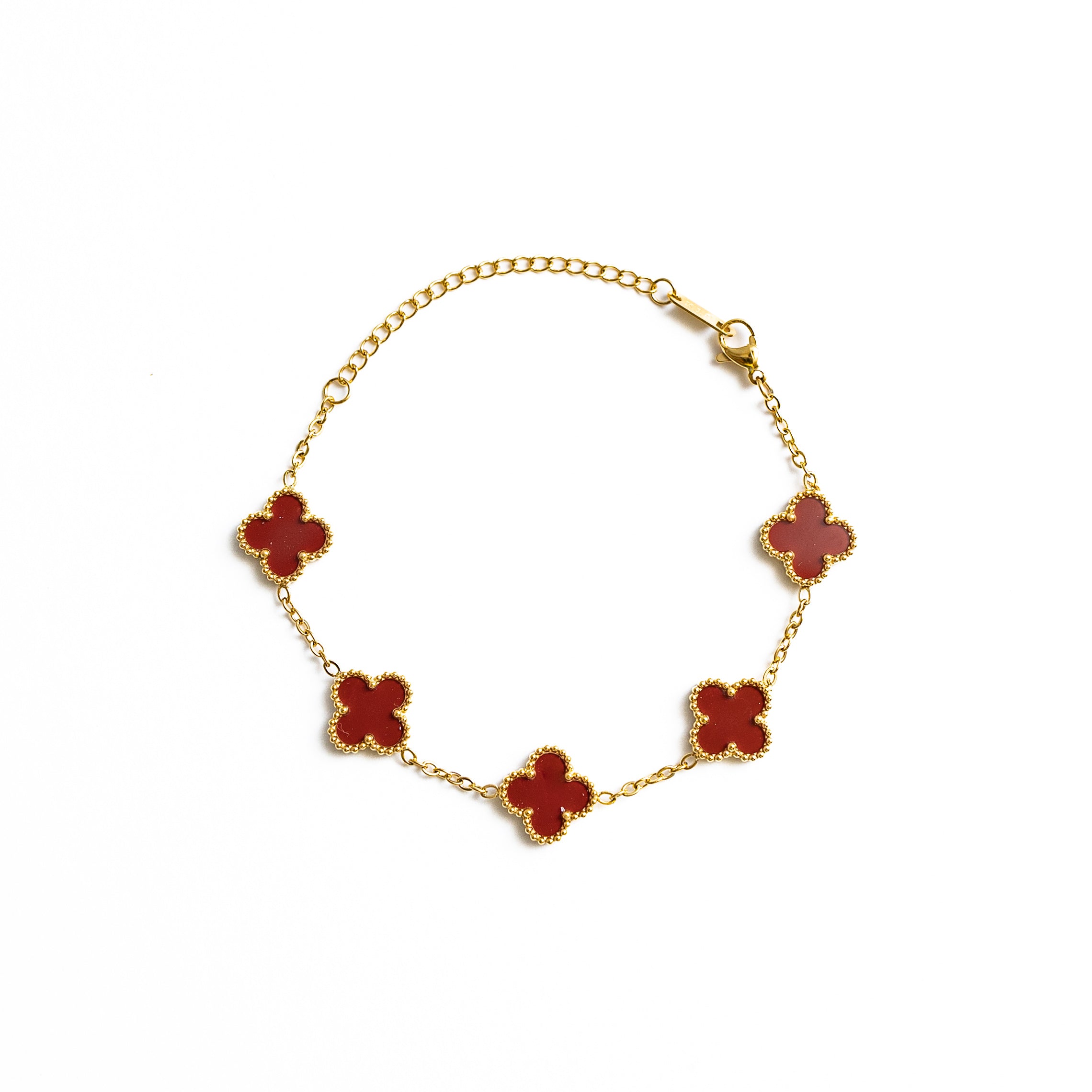 Gold Clover Bracelet (Wine)
