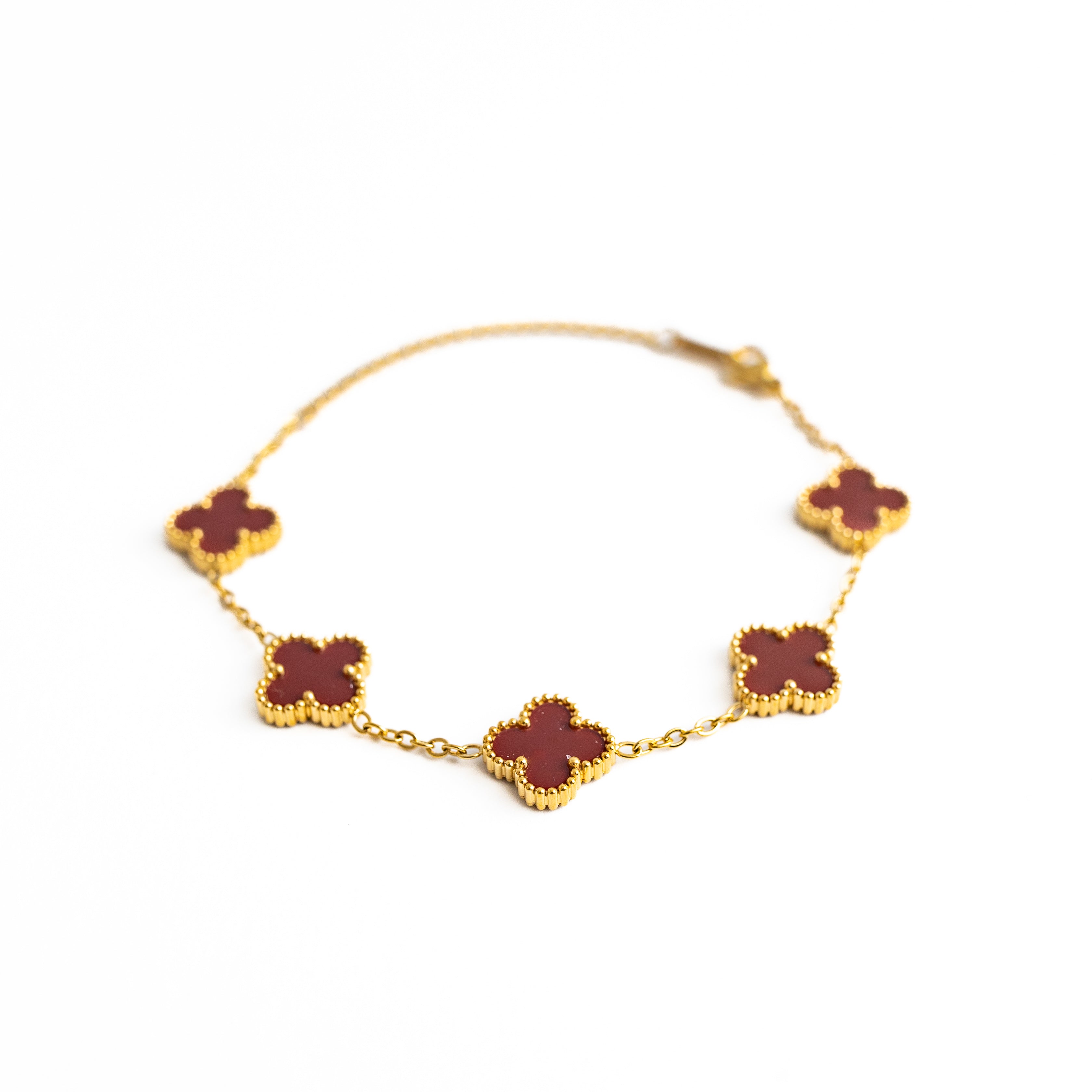 Gold Clover Bracelet (Wine)