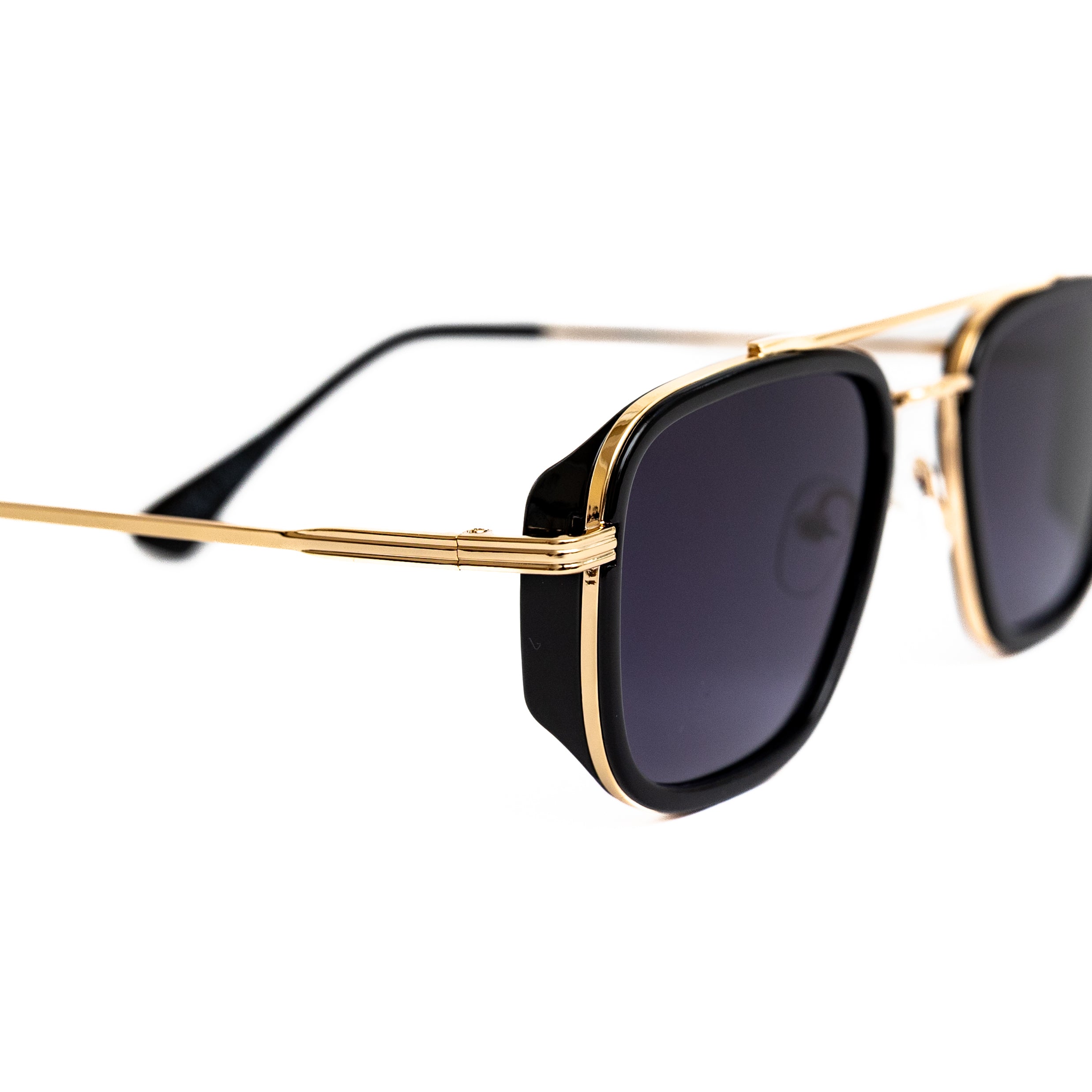Gold Double Bridge Shades (Blue Lens)