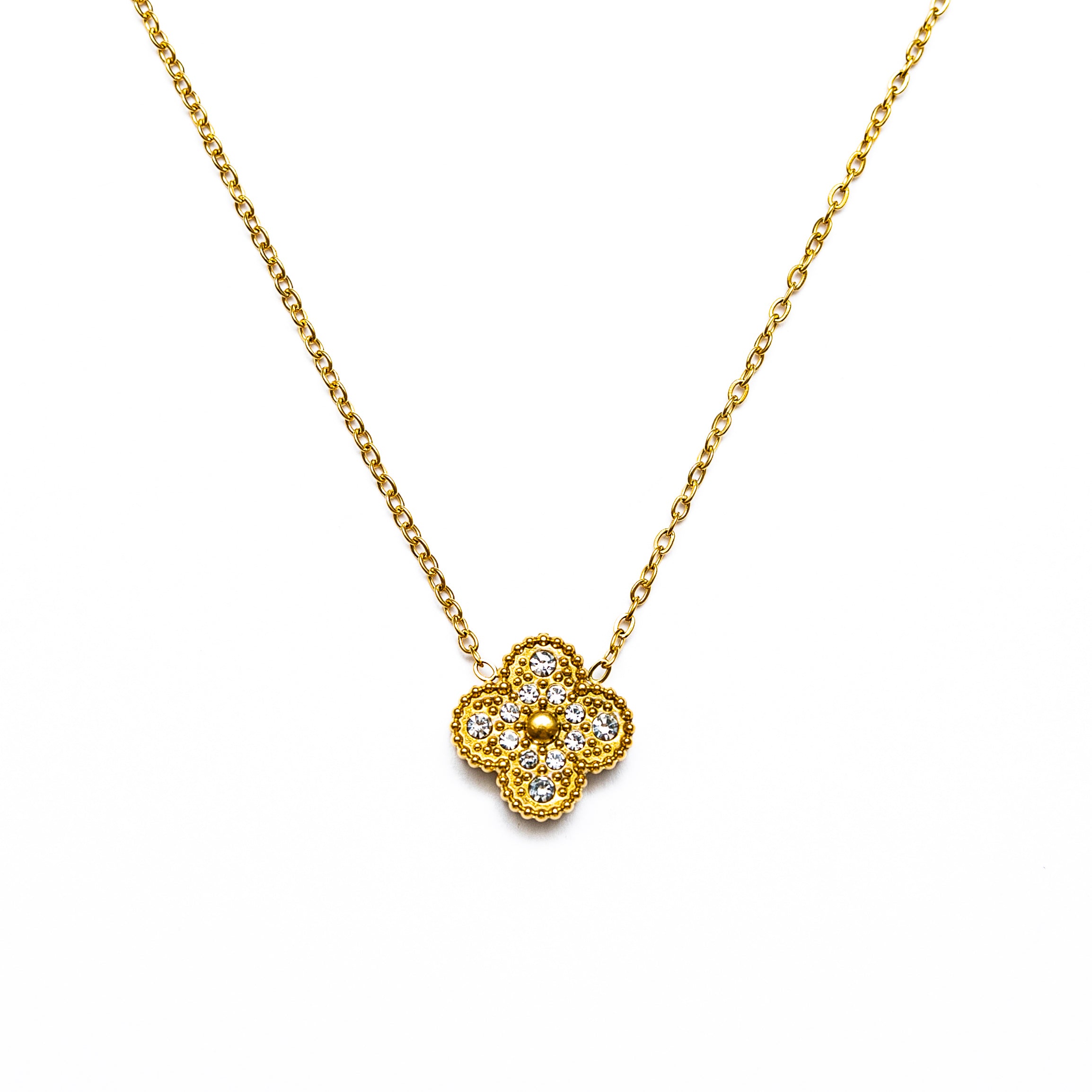 Diamond Single Clover Necklace (Gold)