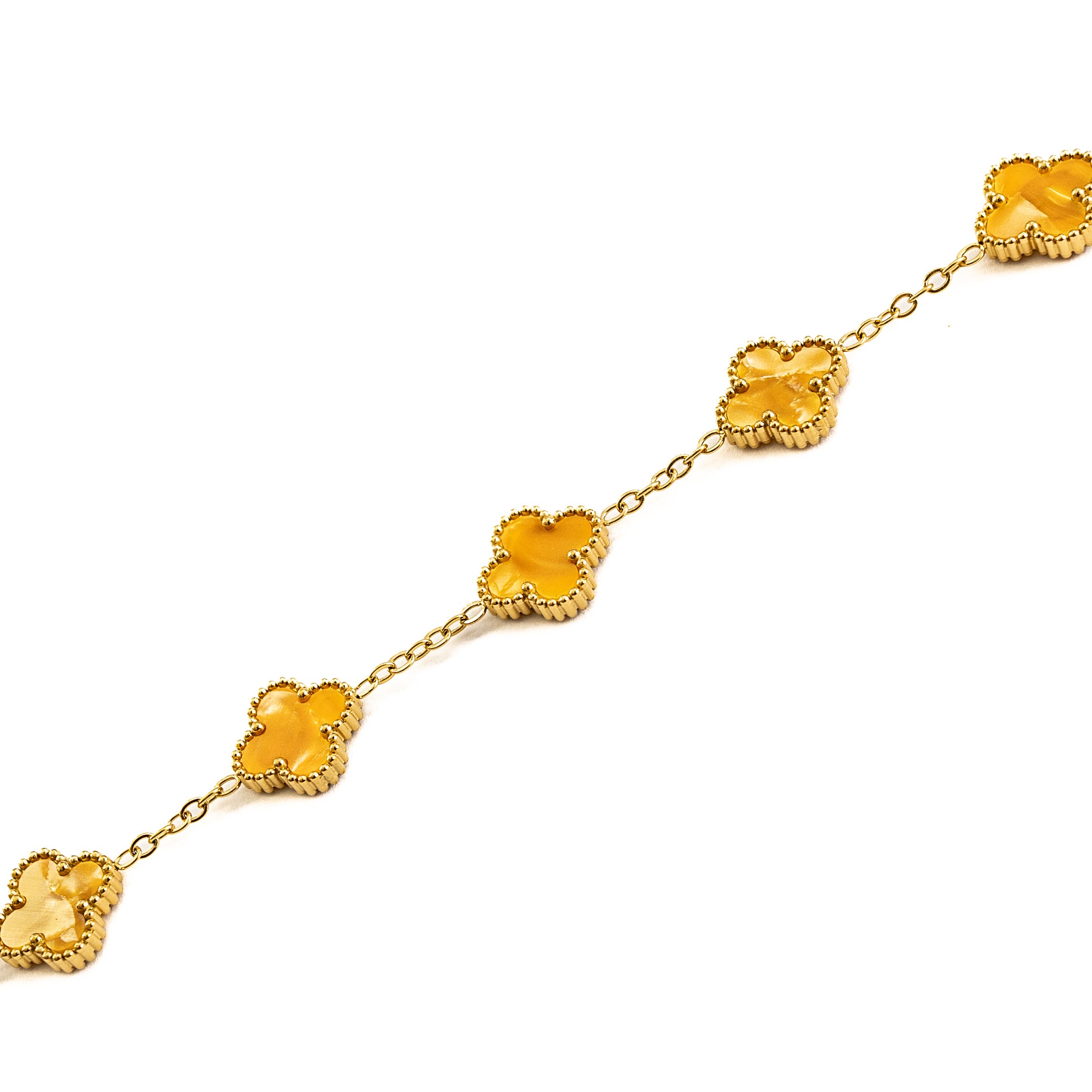 Gold Pearl Clover Bracelet (Apricot)