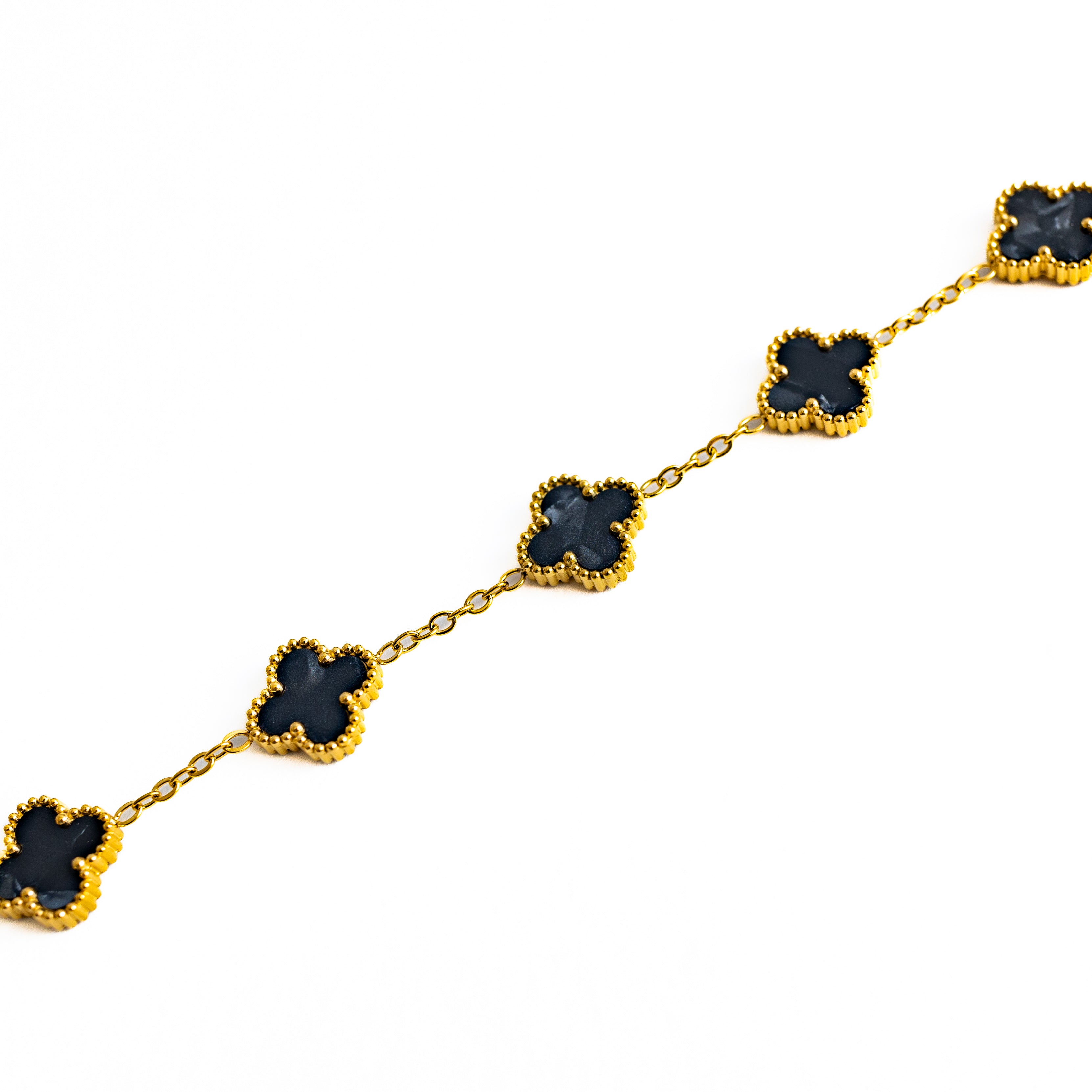 Gold Pearl Clover Bracelet (Black)