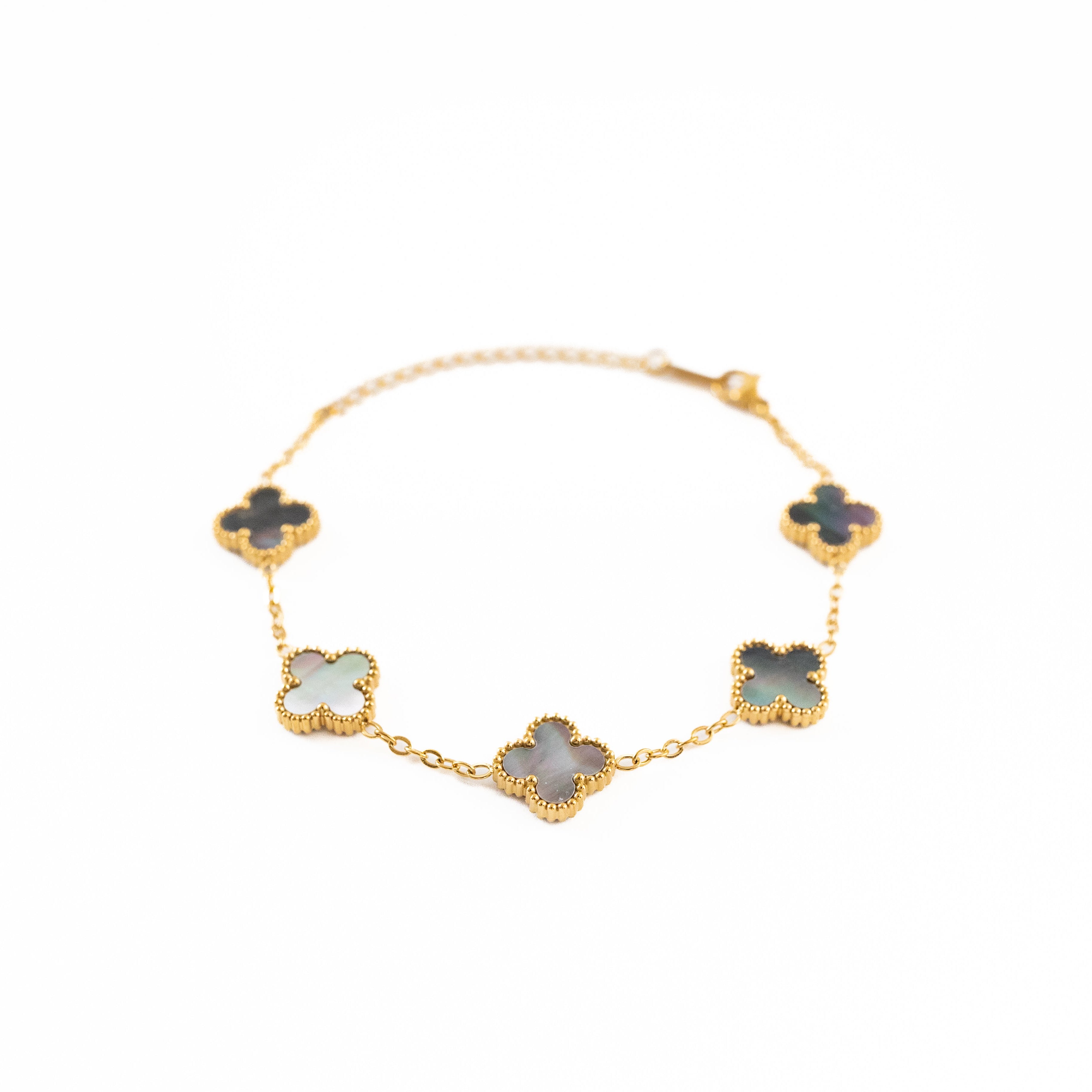 Gold Shine Clover Bracelet (Black)