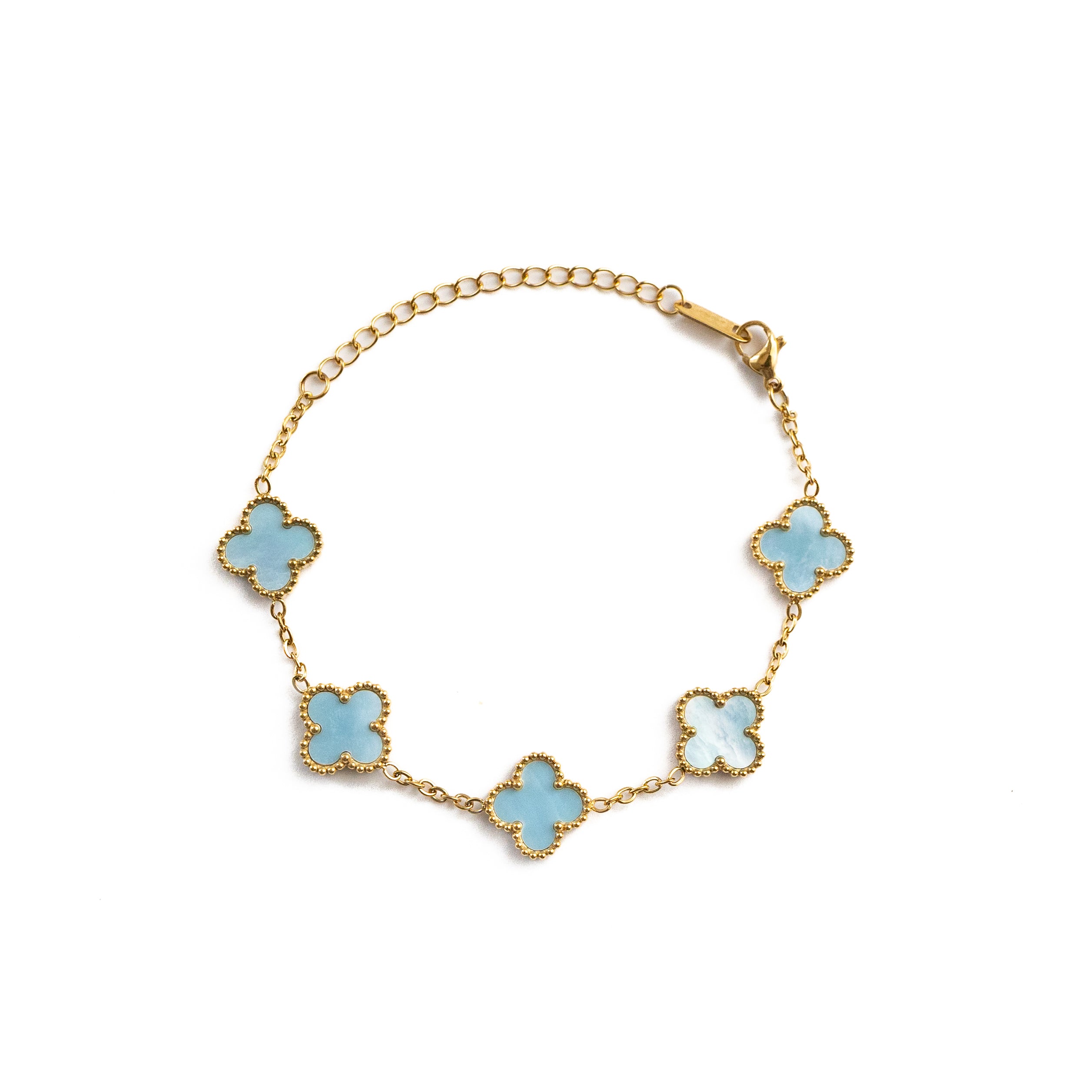 Gold Shine Clover Bracelet (Blue)