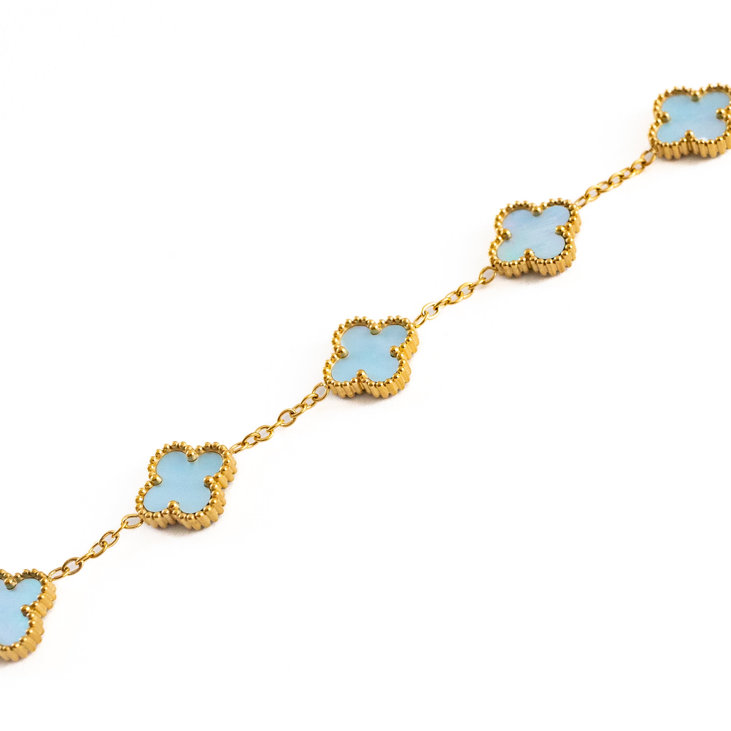 Gold Shine Clover Bracelet (Blue)