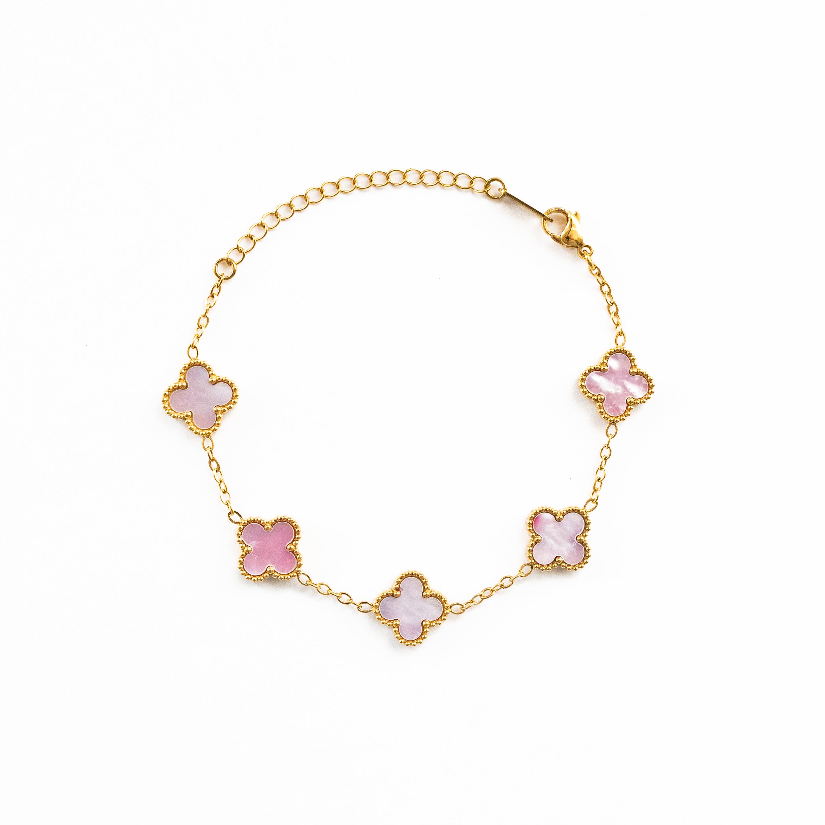 Gold Shine Clover Bracelet (Pink)
