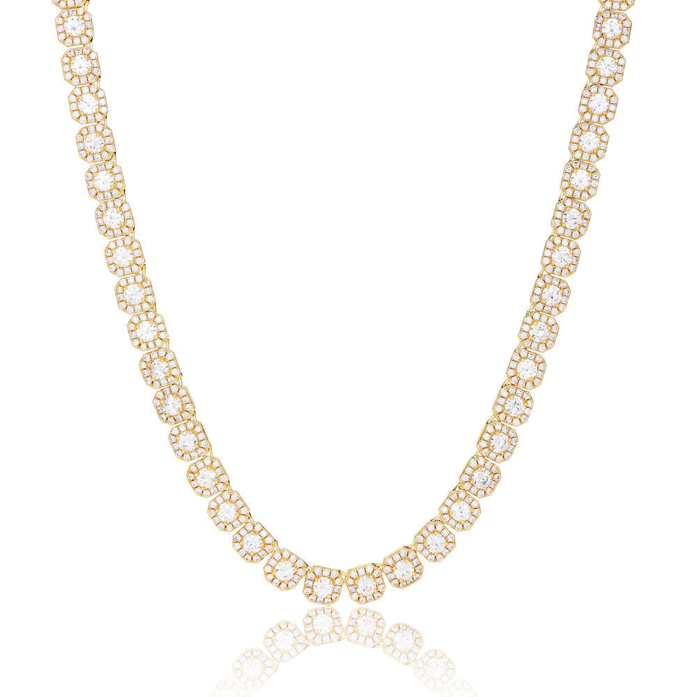 Clustered Tennis Chain (Gold) 10mm