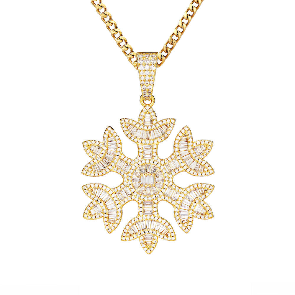 Iced Snowflake Pendant (Gold)
