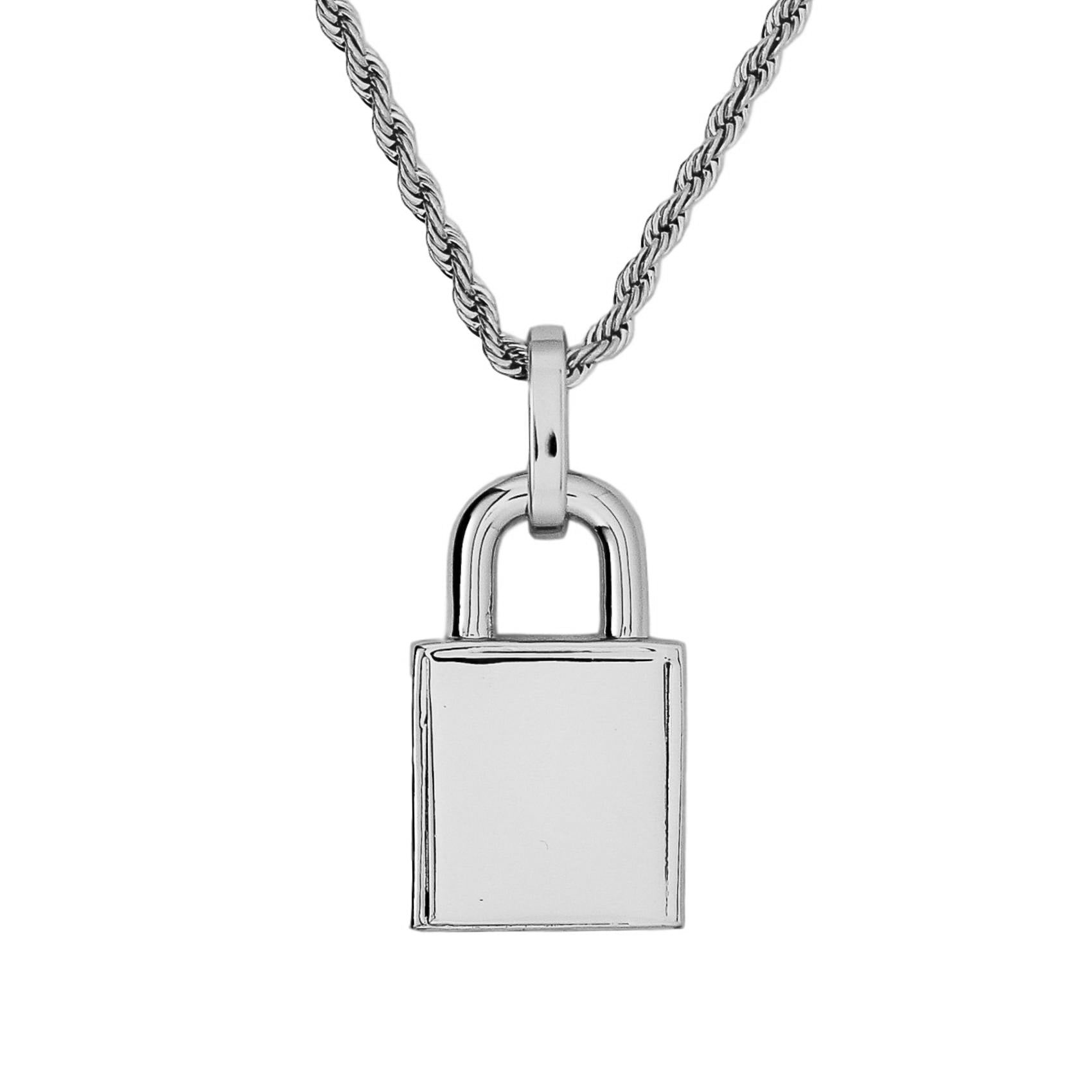 Iced Padlock Pendant (Silver)