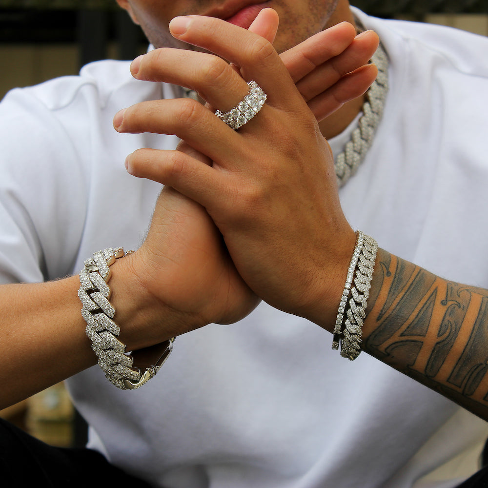 Double Row Diamond Ring (Silver)