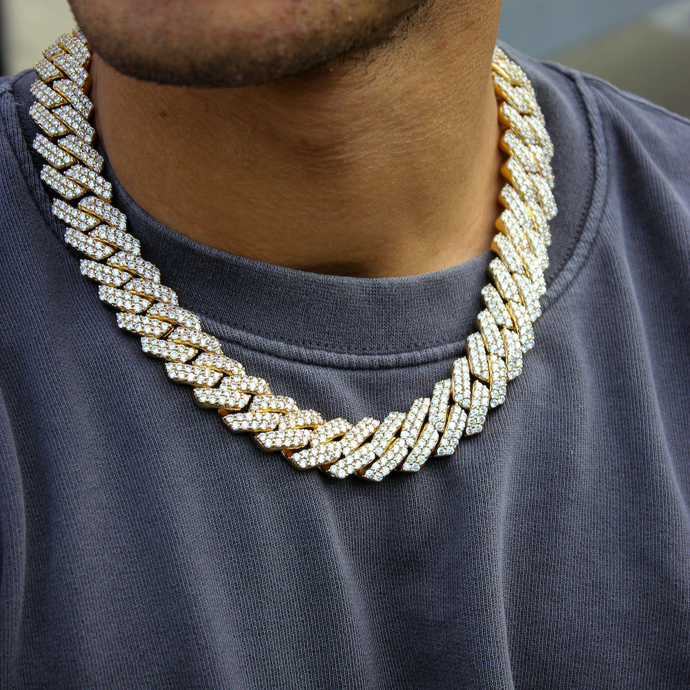 Iced Cuban Prong Chain (Gold) 19mm