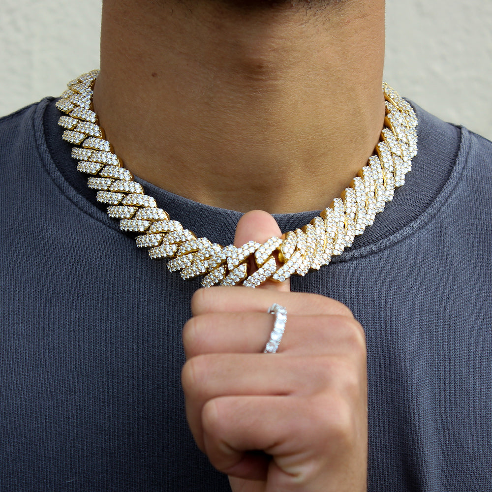 Iced Cuban Prong Chain (Gold) 19mm