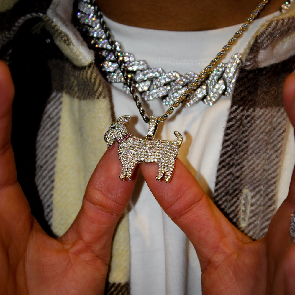 Iced Goat Pendant (Silver)