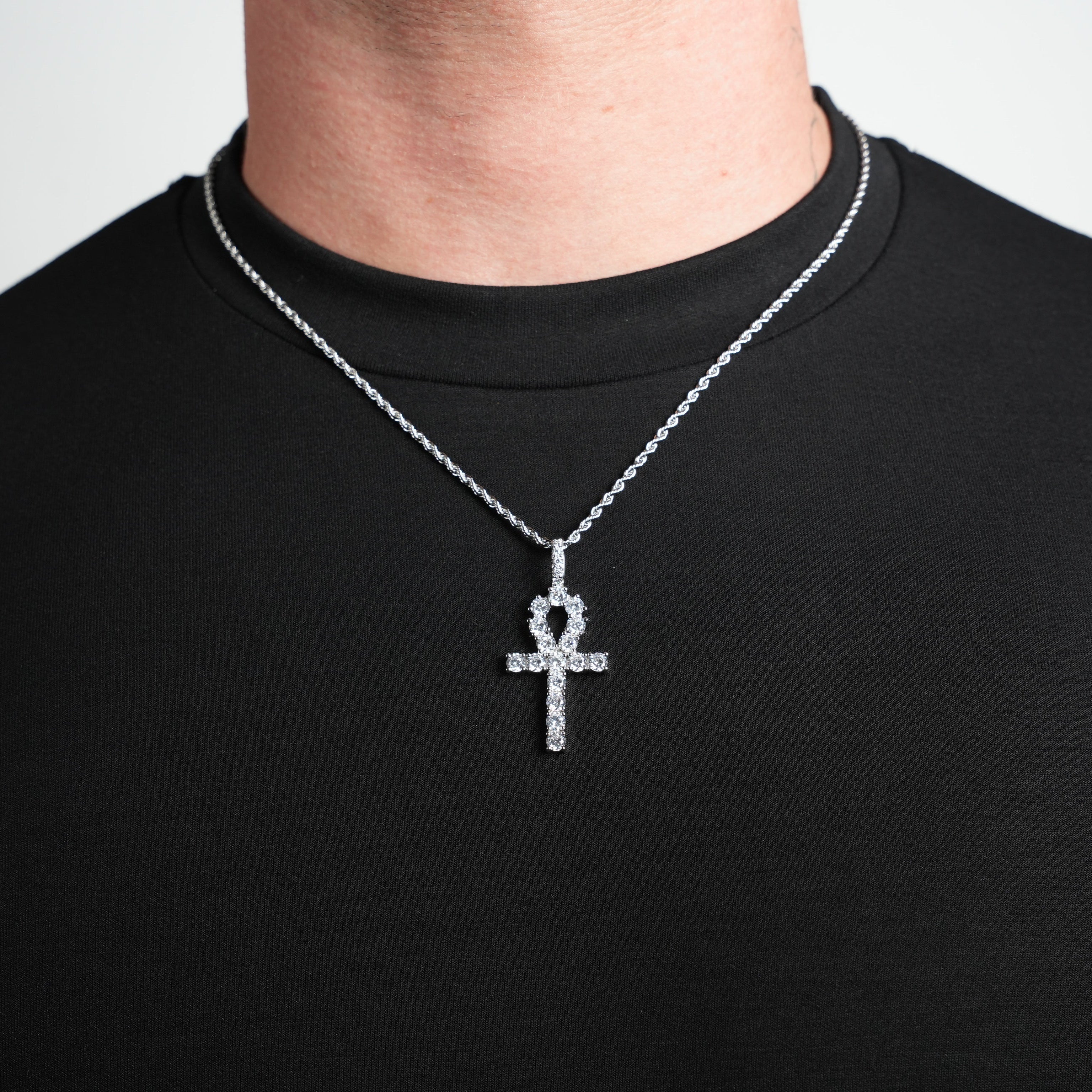 Iced Ankh Pendant (Silver)