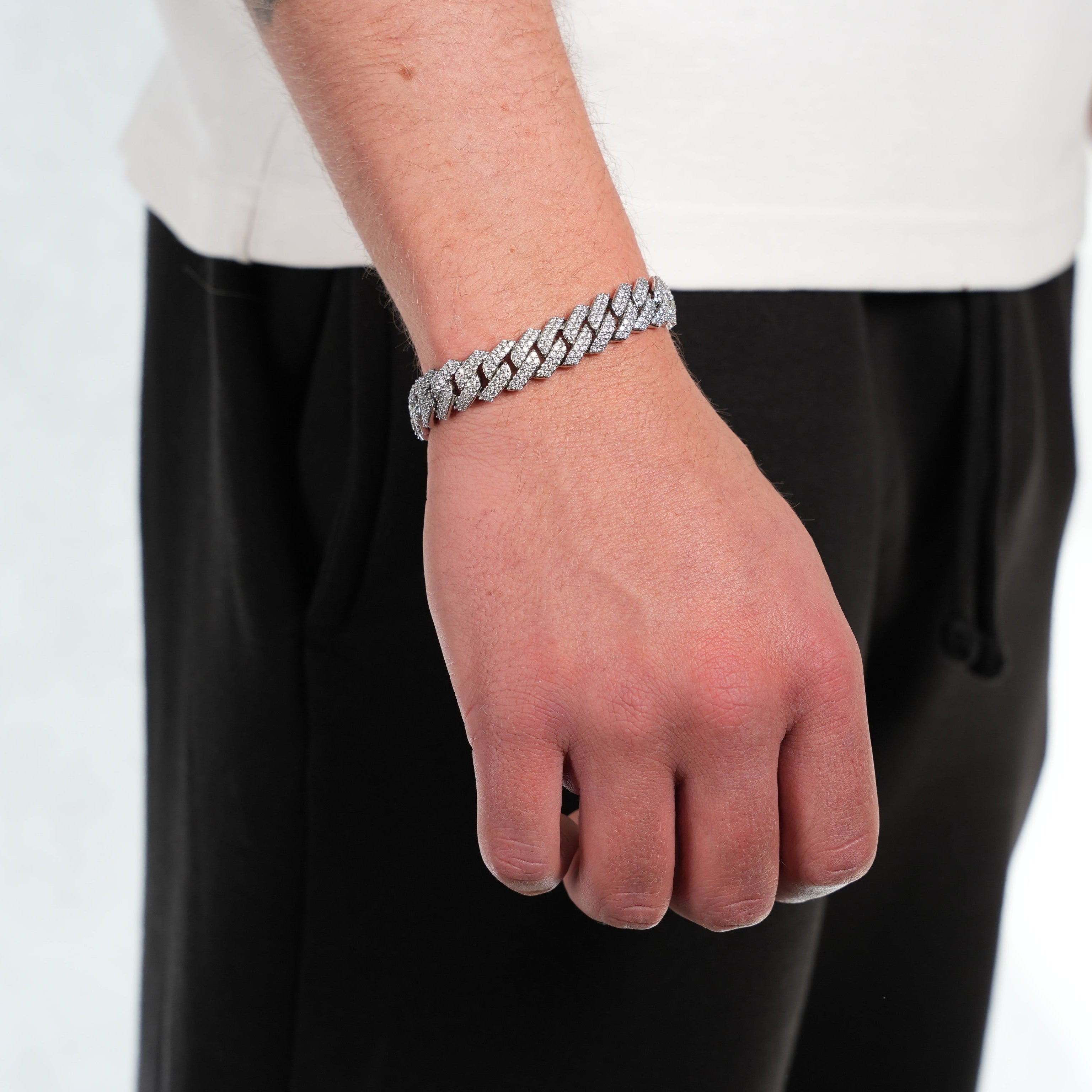 Iced Cuban Prong Bracelet (Silver) 10mm