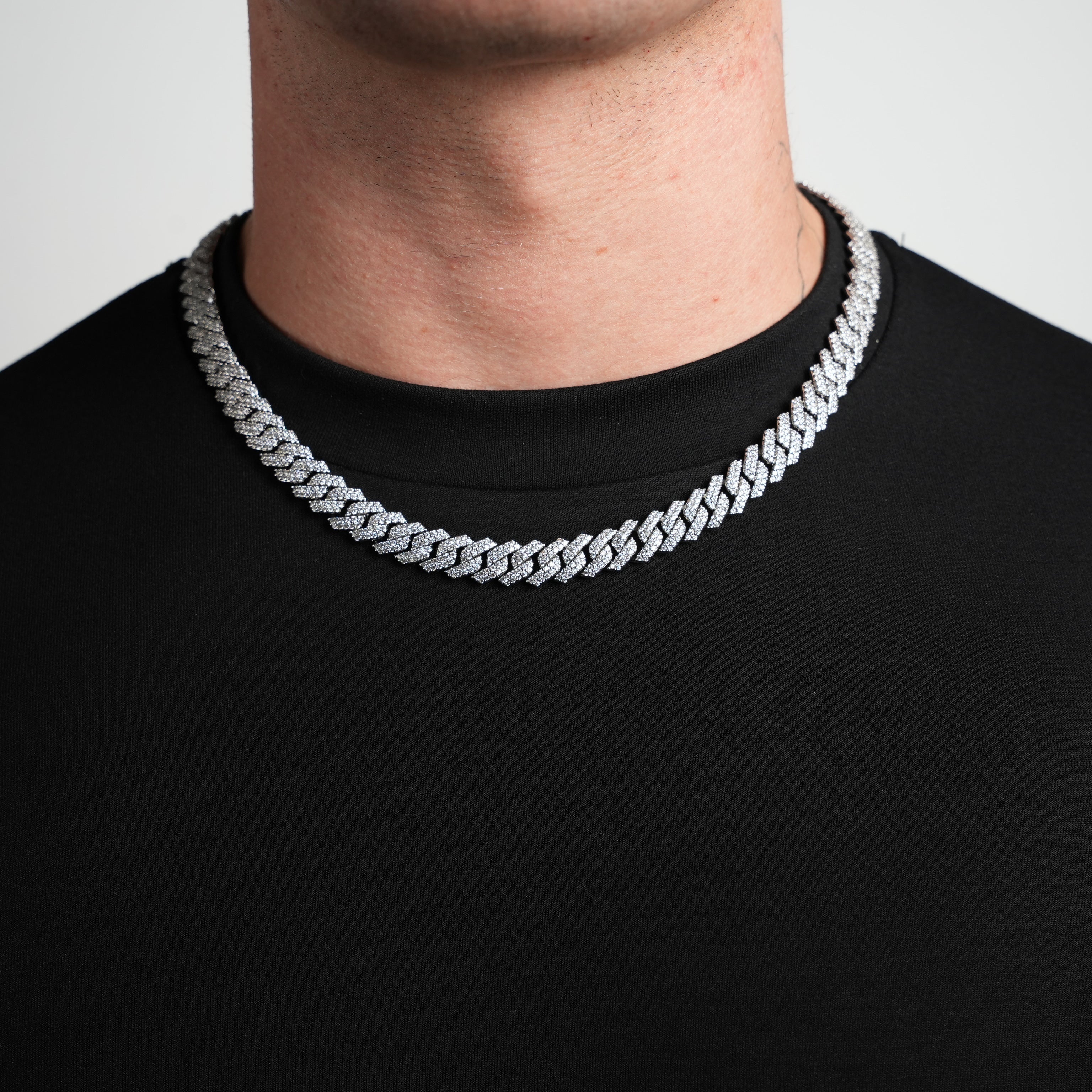Iced Cuban Prong Chain (Silver) 10mm