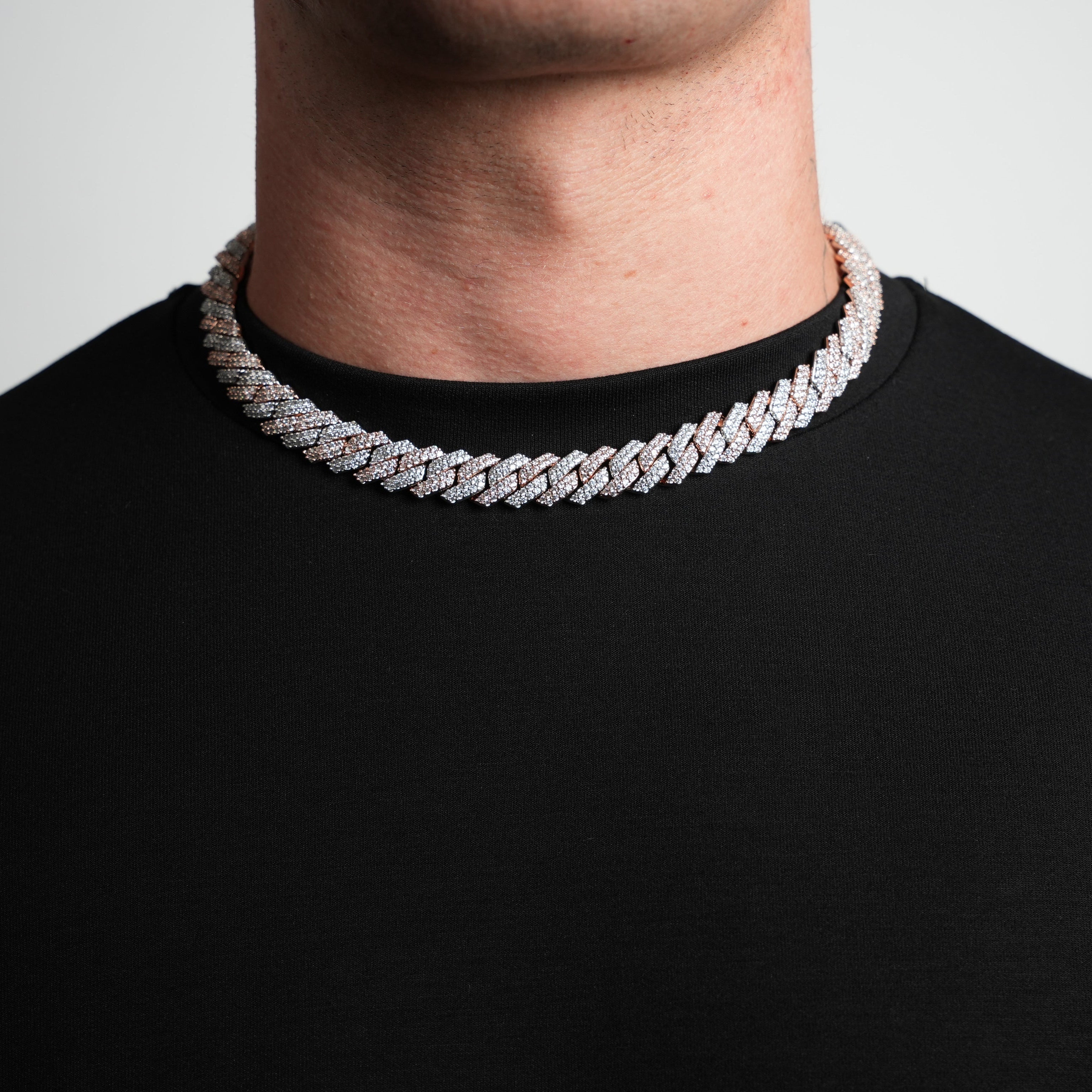 Iced Cuban Prong Chain (Two Tone) 12mm