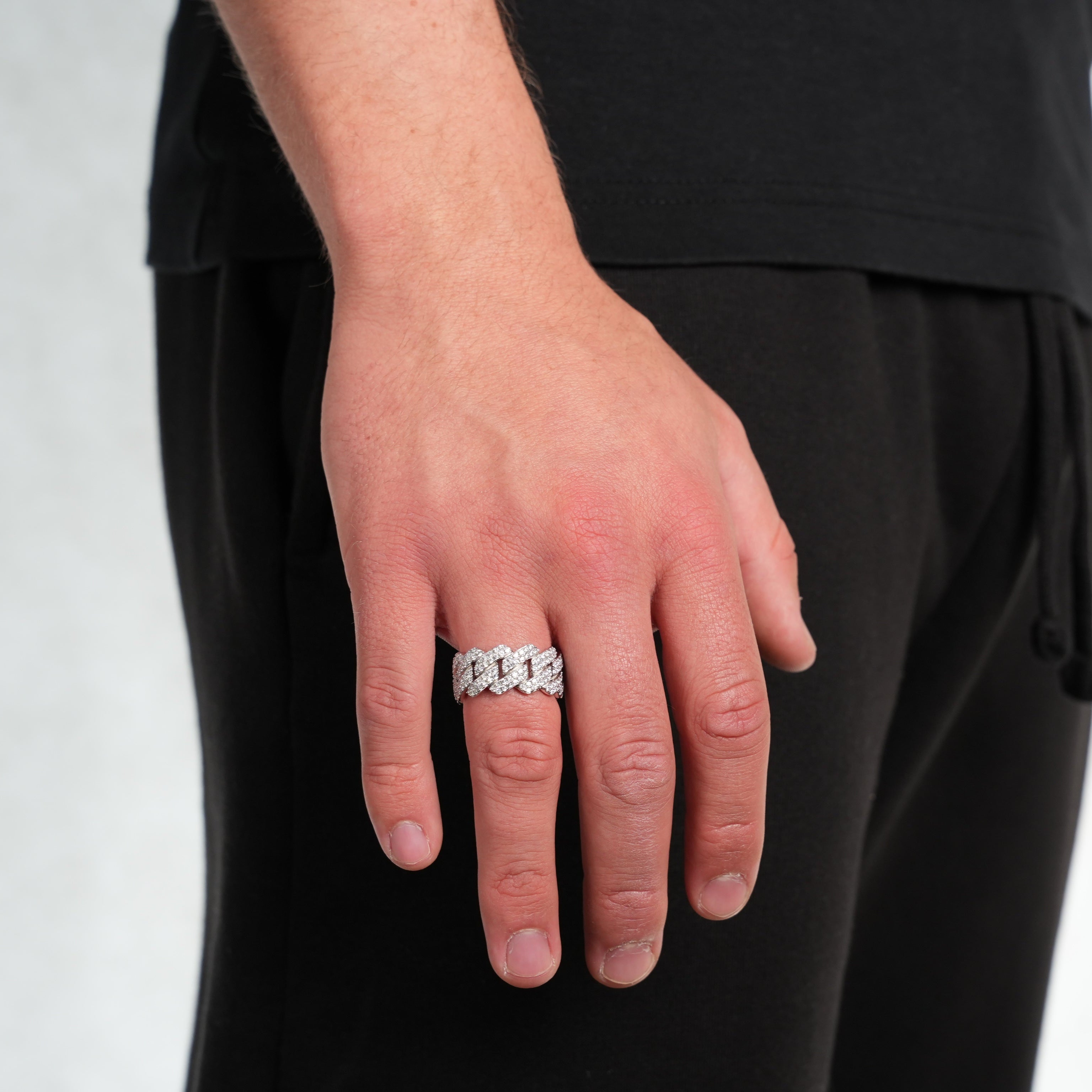 Iced Cuban Prong Ring (Silver)